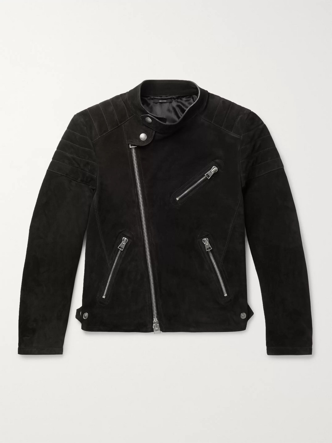 Tom Ford Slim-fit Suede Biker Jacket In Black