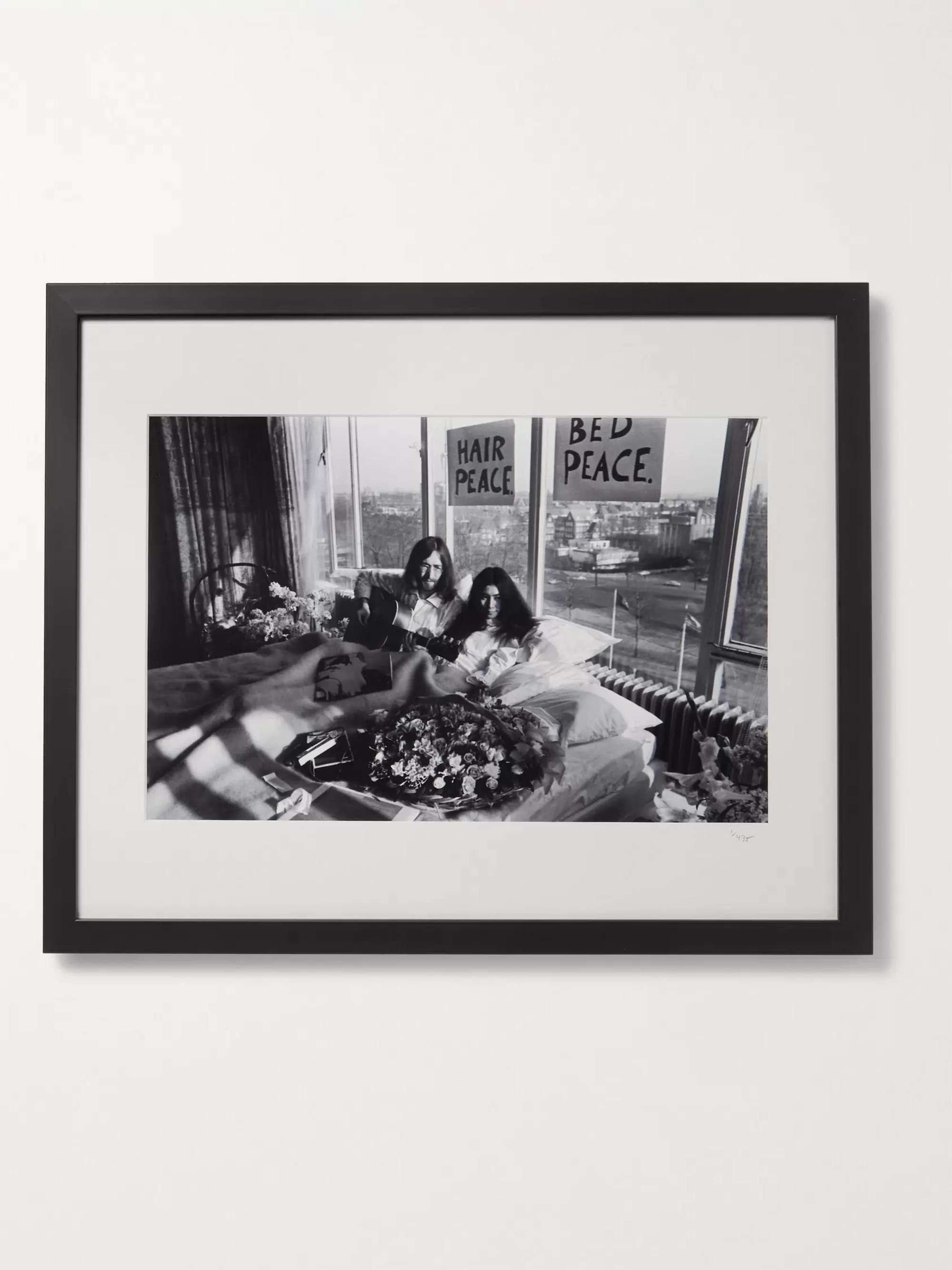 SONIC EDITIONS Framed 1969 John and Yoko Bed Protest Print, 16" x 20"