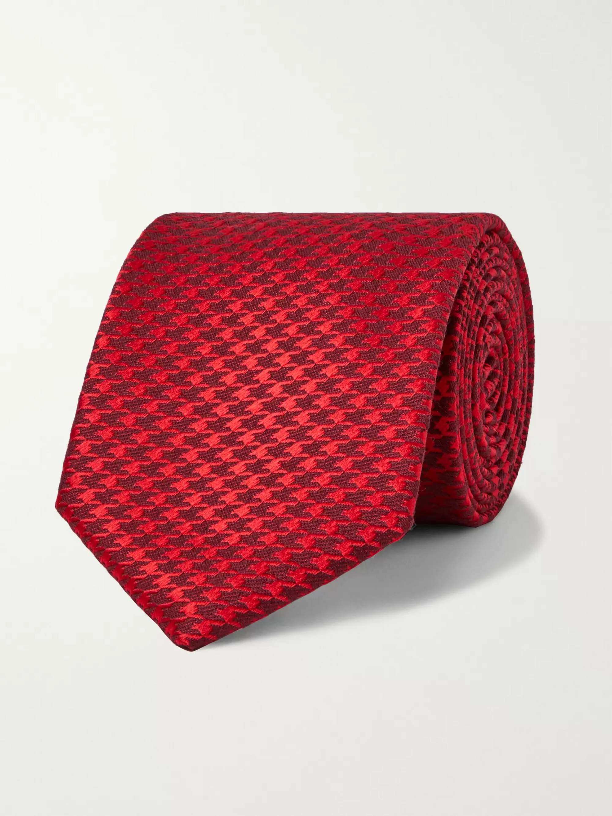CHARVET 7.5cm Houndstooth Silk and Wool-Blend Tie