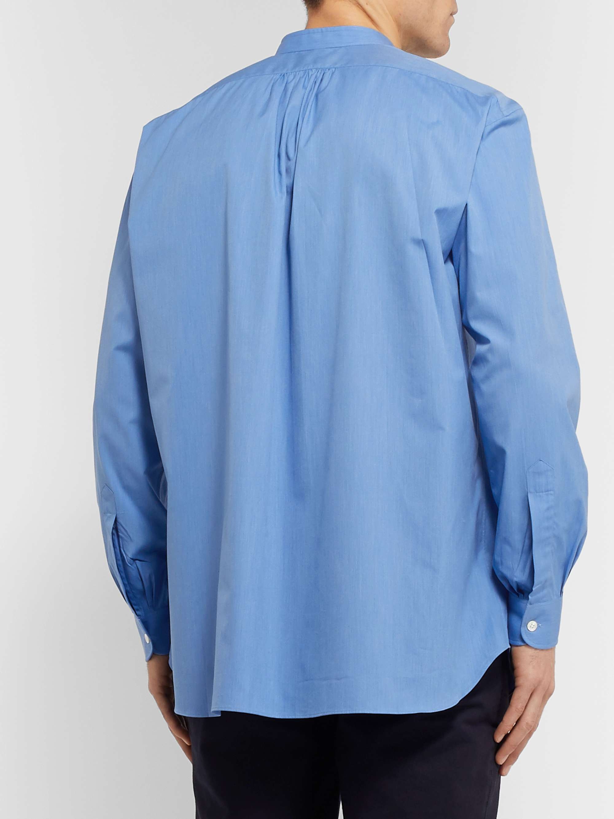 CHARVET Grandad-Collar Mélange Cotton-Poplin Shirt