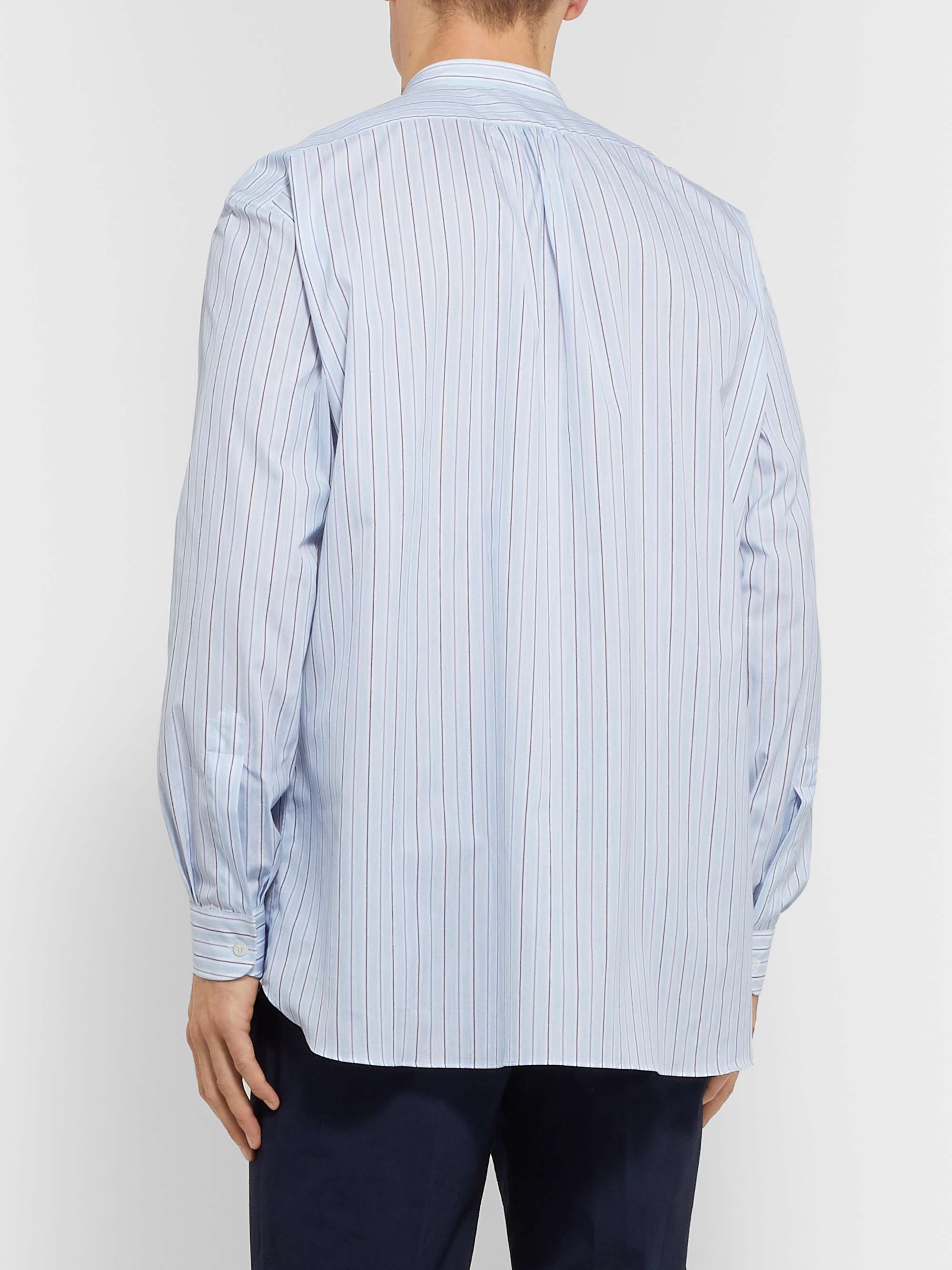 CHARVET Grandad-Collar Striped Cotton-Poplin Shirt