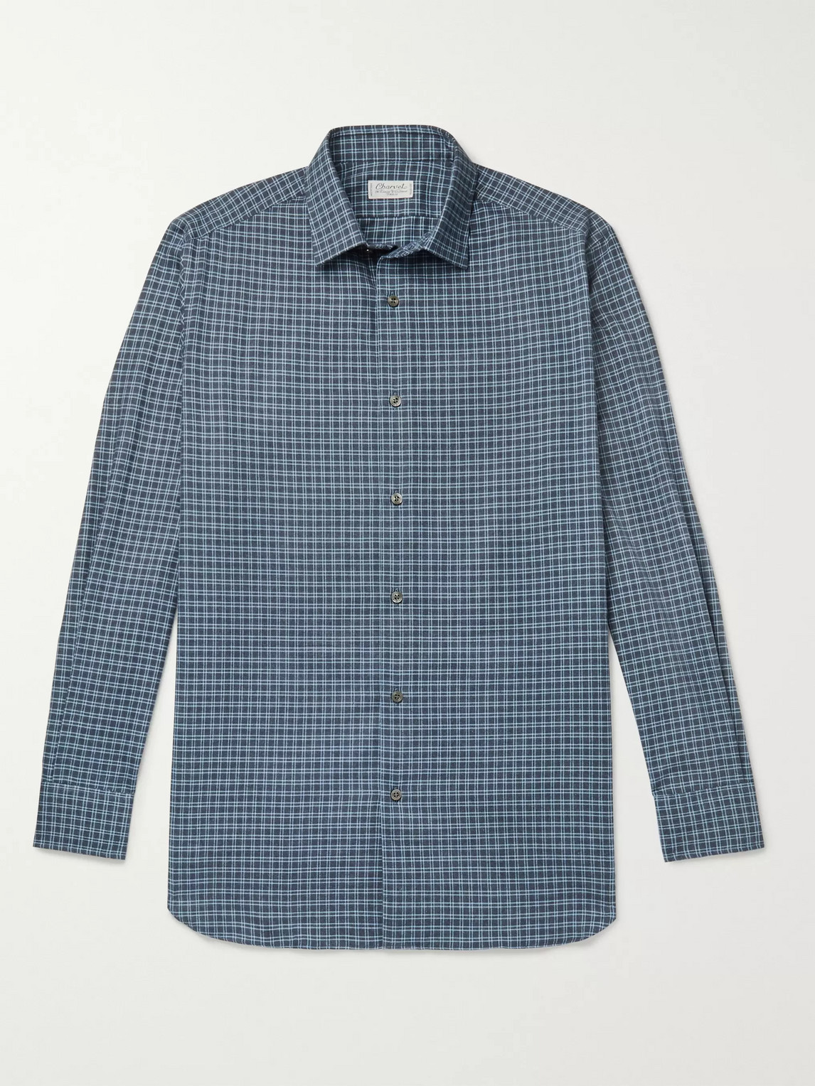Charvet Checked Cotton Shirt In Blue