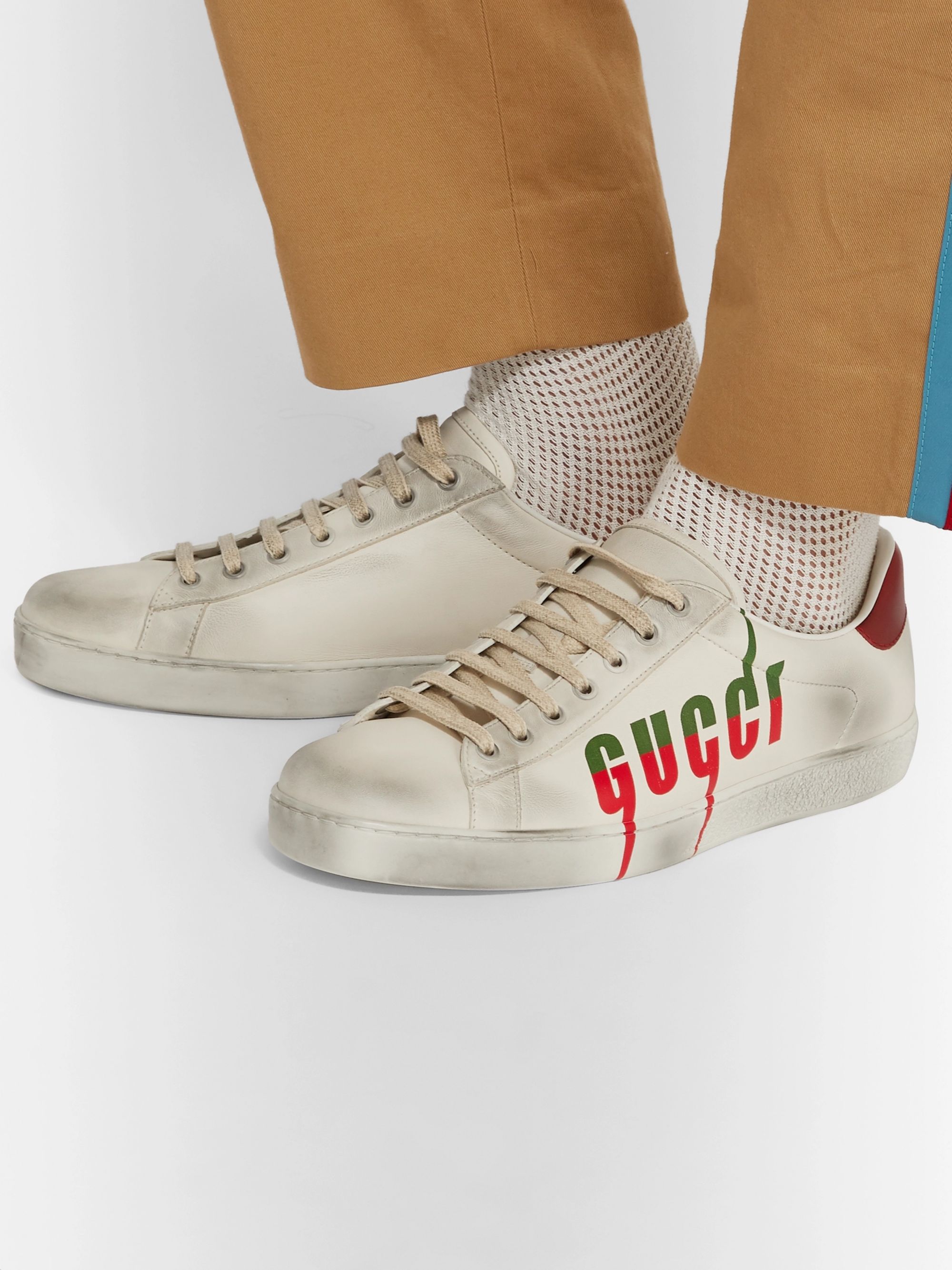 gucci distressed leather sneaker