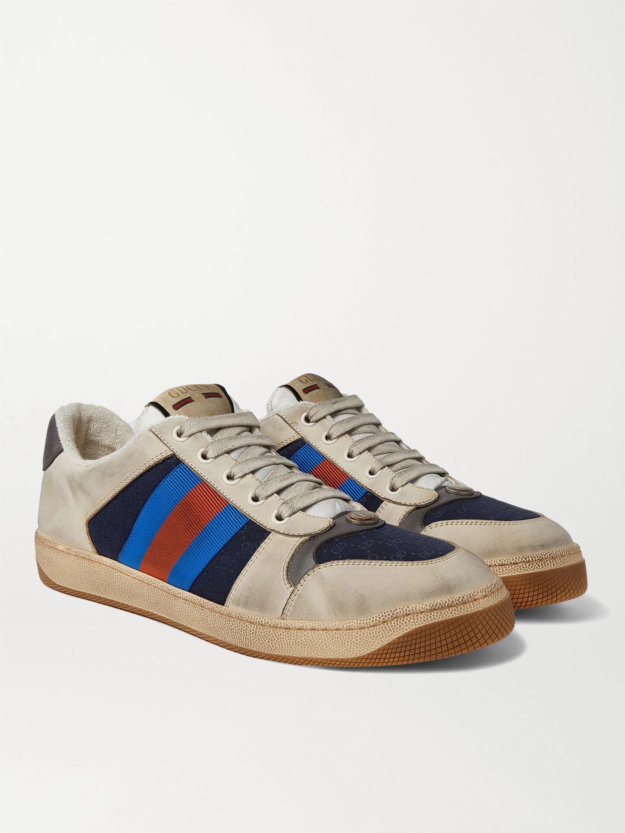 gucci leather and canvas sneaker