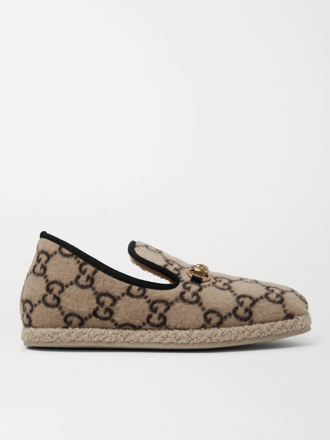 Gucci Beige Fria Covered Wool Gg Loafers | ModeSens