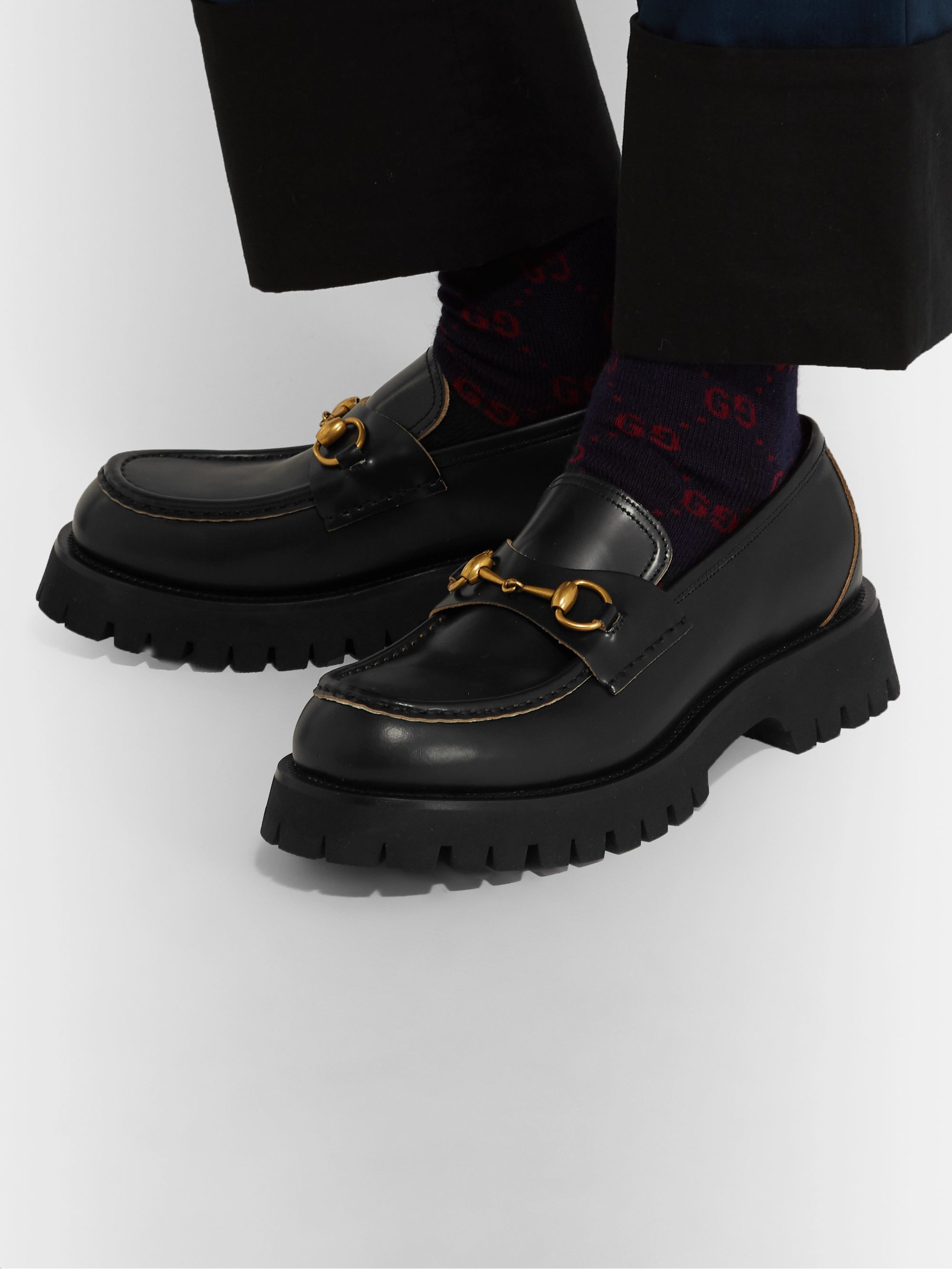Black Horsebit Leather Loafers | GUCCI 