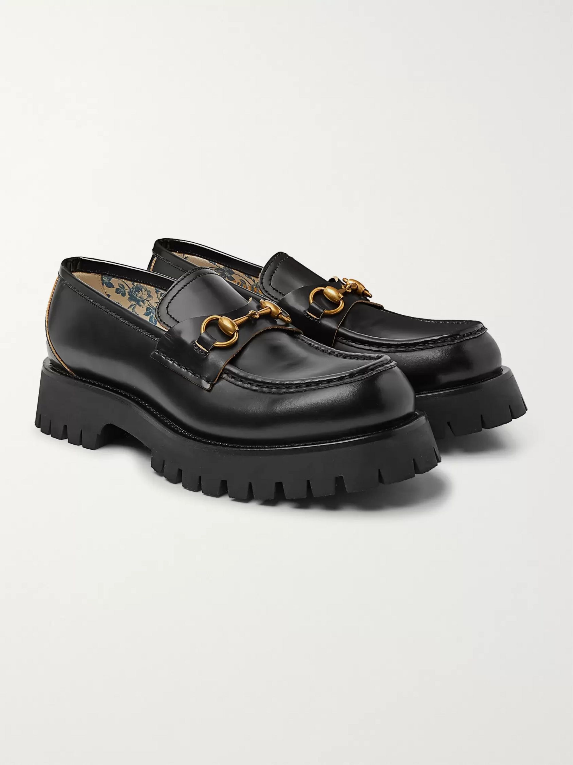 Black Horsebit Leather Loafers | Gucci 