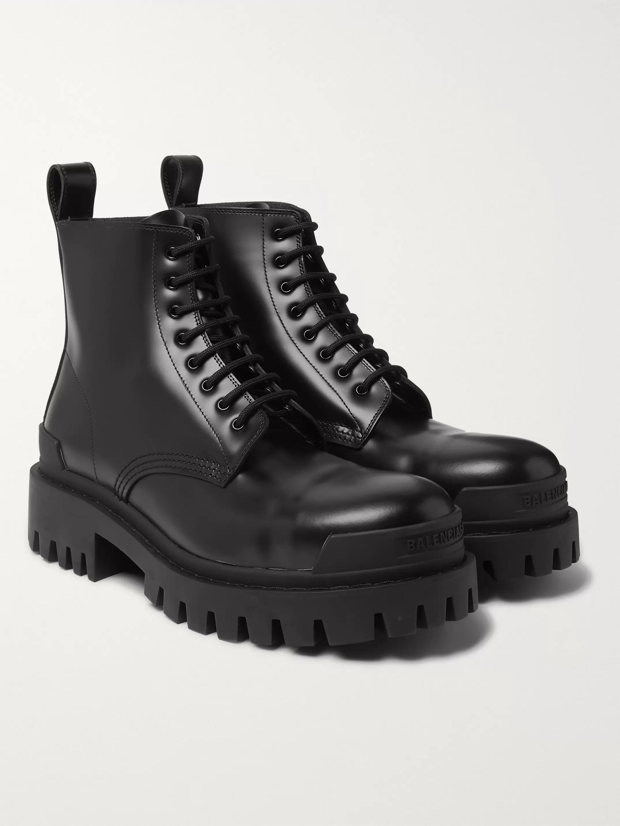 Black Strike Leather Boots | Balenciaga 