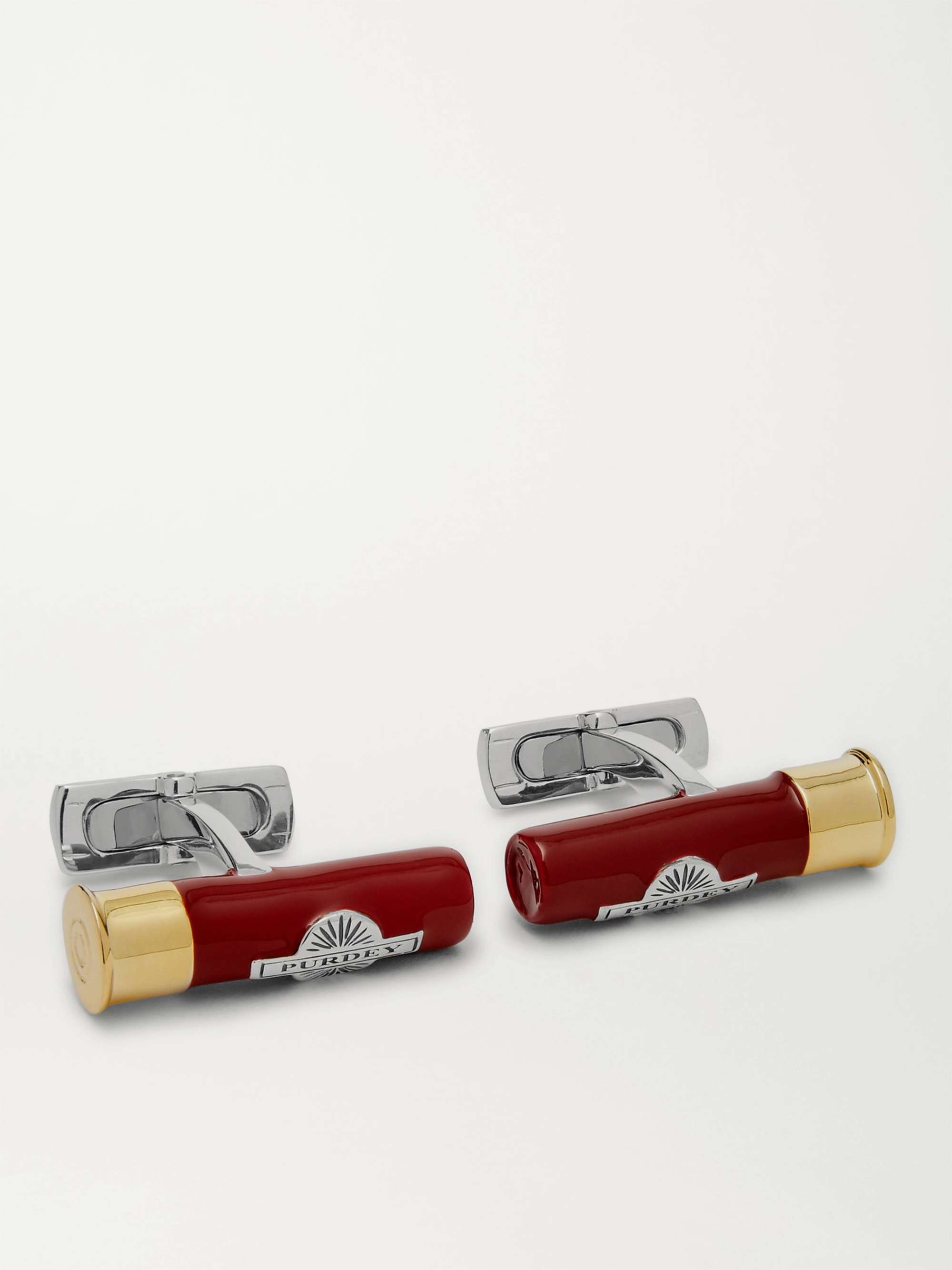 PURDEY Cartridge Sterling Silver, Gold-Plated and Enamel Cufflinks