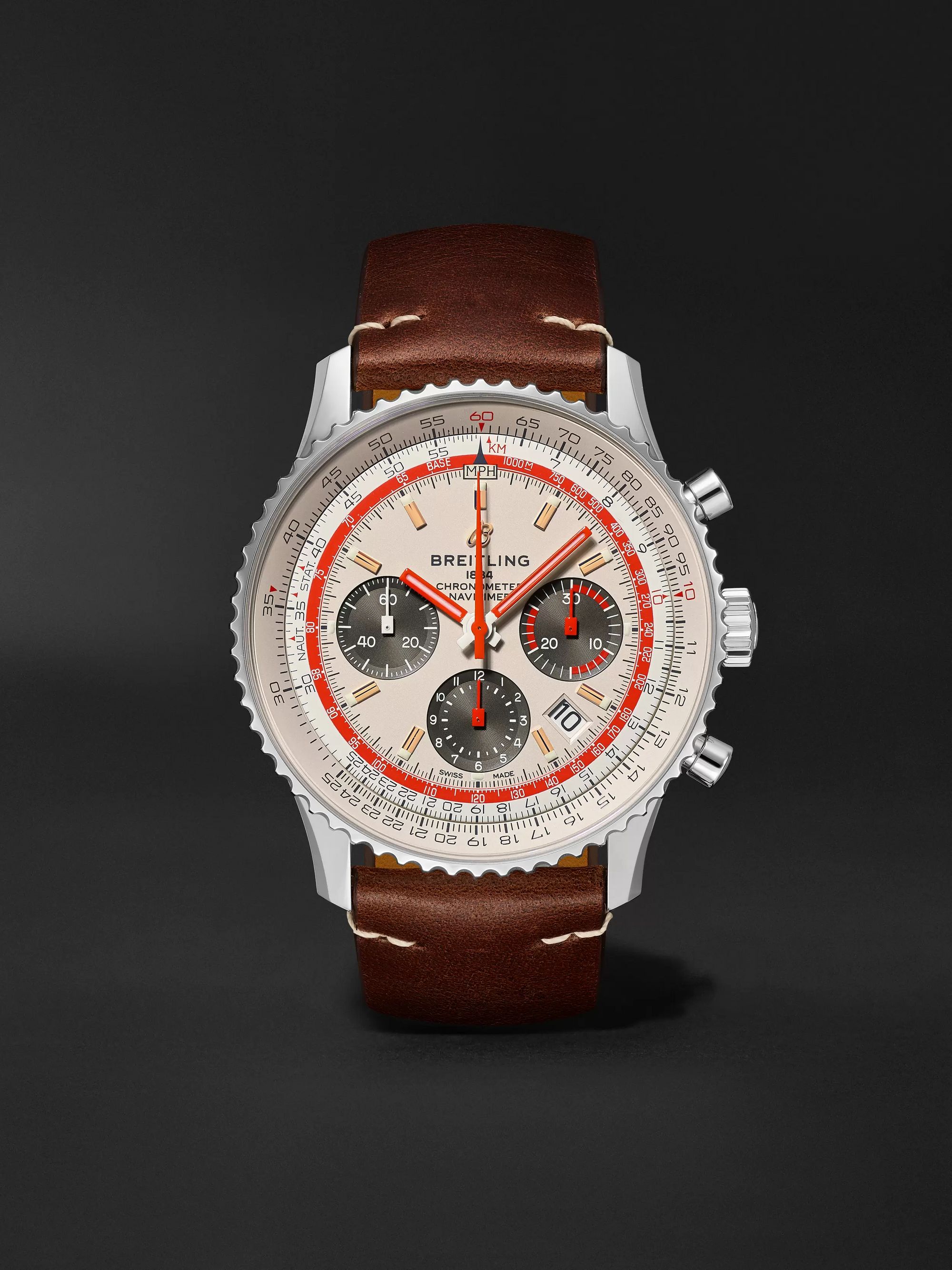 BREITLING Navitimer B01 TWA Automatic Chronograph 43mm Stainless Steel and Leather Watch, Ref. No. AB01219A1G1X2