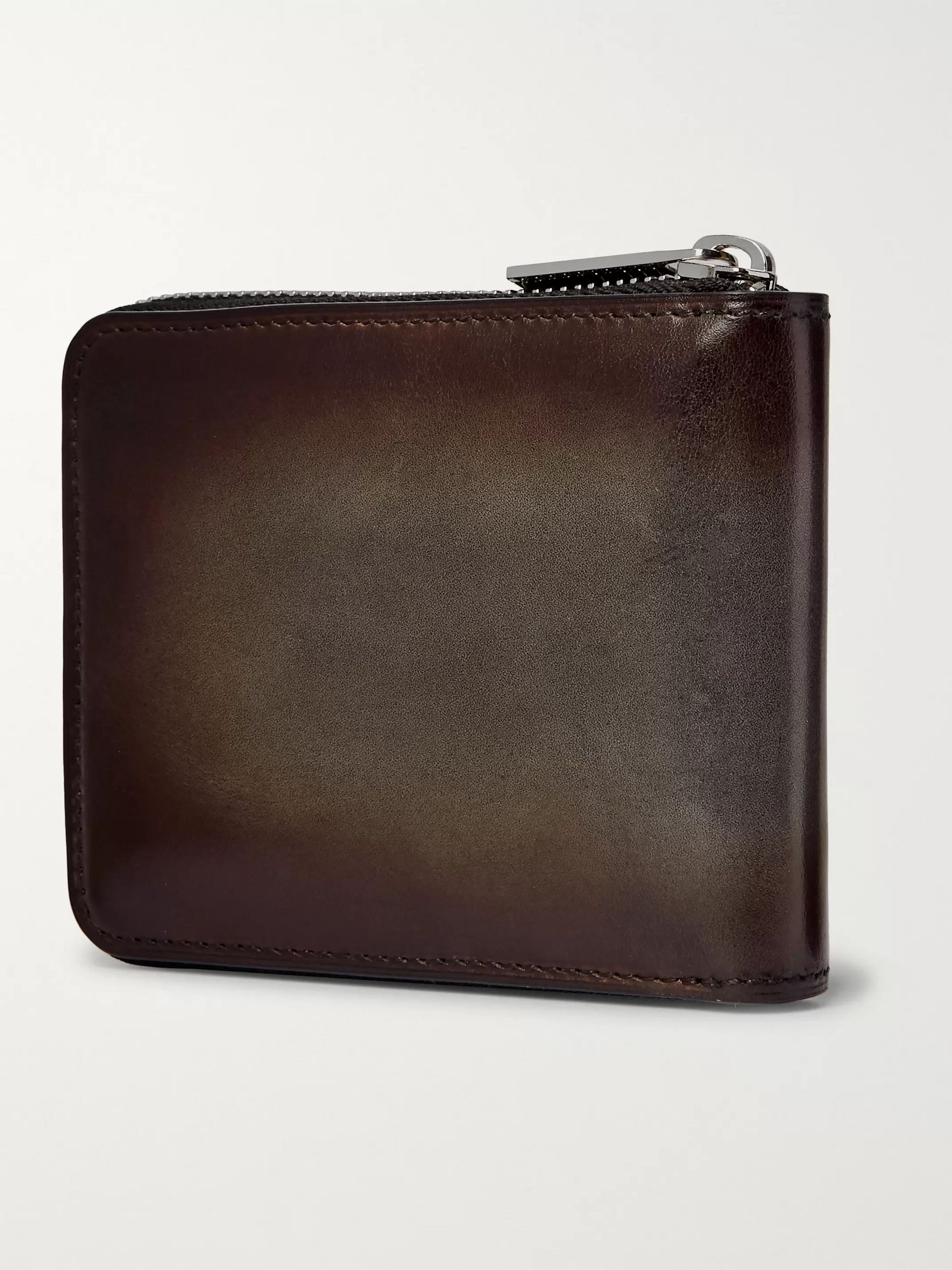 Brown Scritto Leather Zip-Around Wallet | BERLUTI | MR PORTER