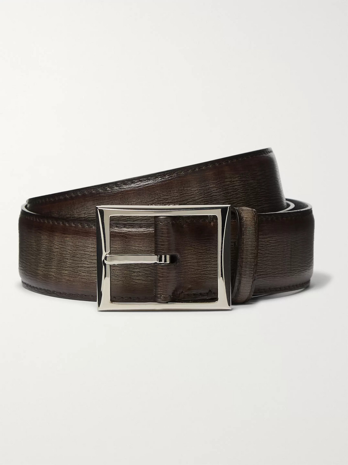 Berluti 3cm Dark-brown Textured-leather Belt