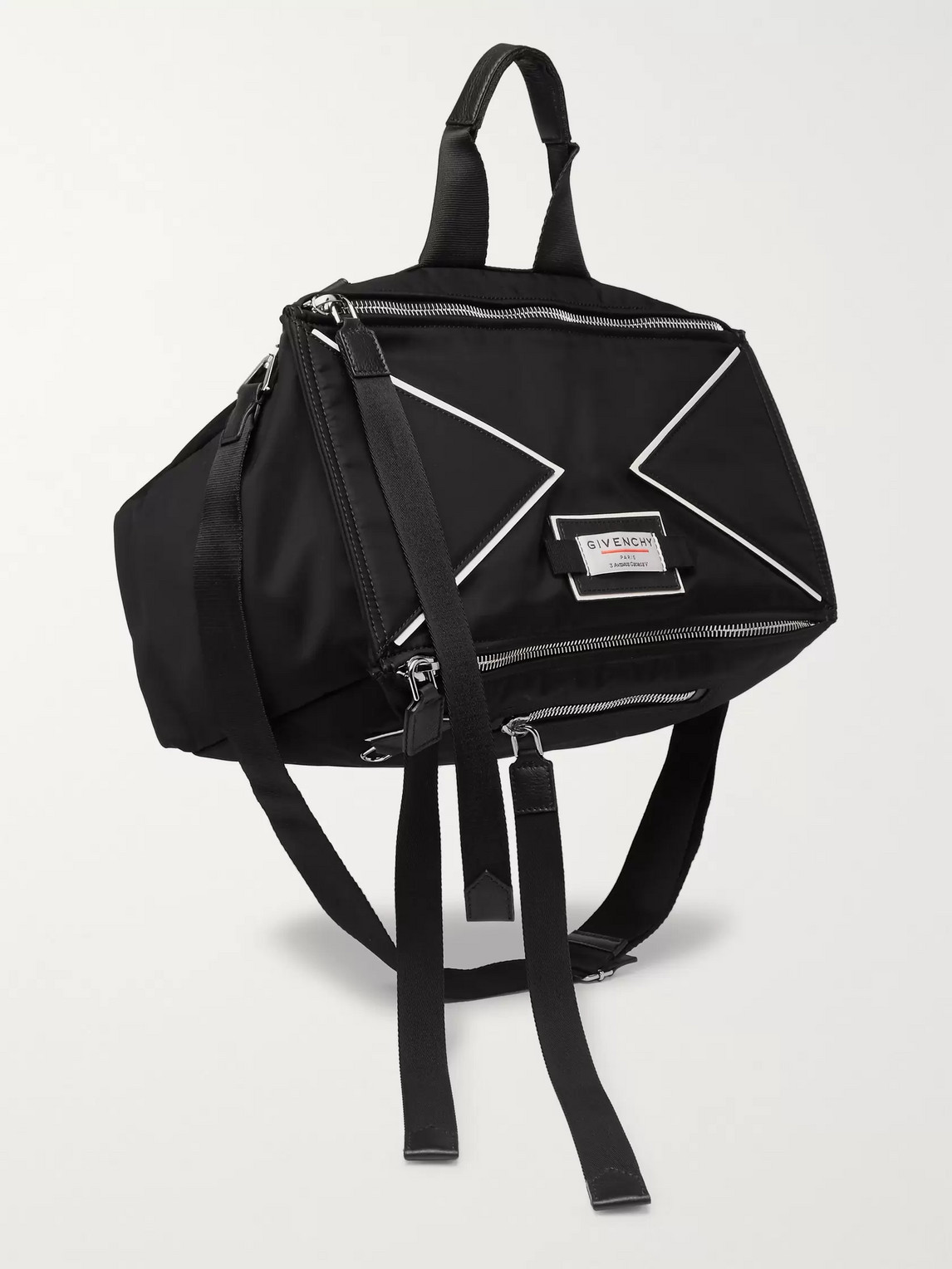 Givenchy Downtown Pandora Logo-appliquéd Leather-trimmed Shell Messenger Bag In Black