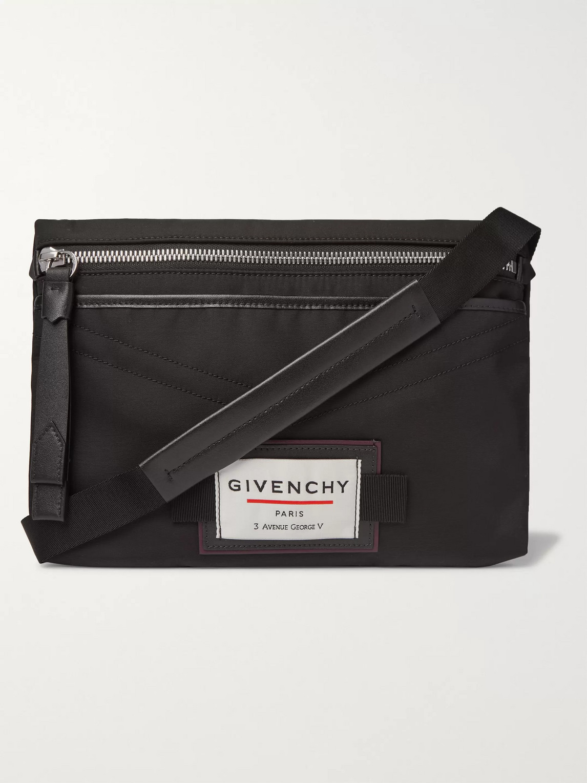GIVENCHY DOWNTOWN LEATHER-TRIMMED SHELL MESSENGER BAG