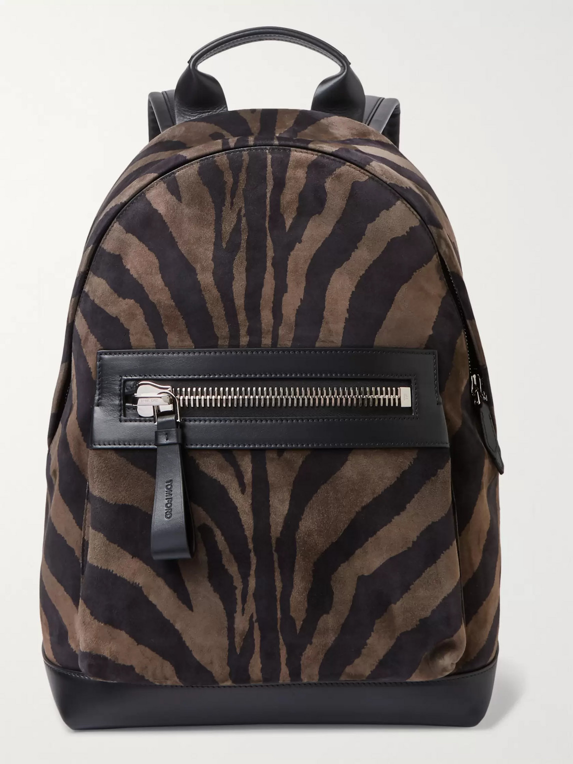 Tom Ford Buckley Leather-trimmed Zebra-print Suede Backpack In Black