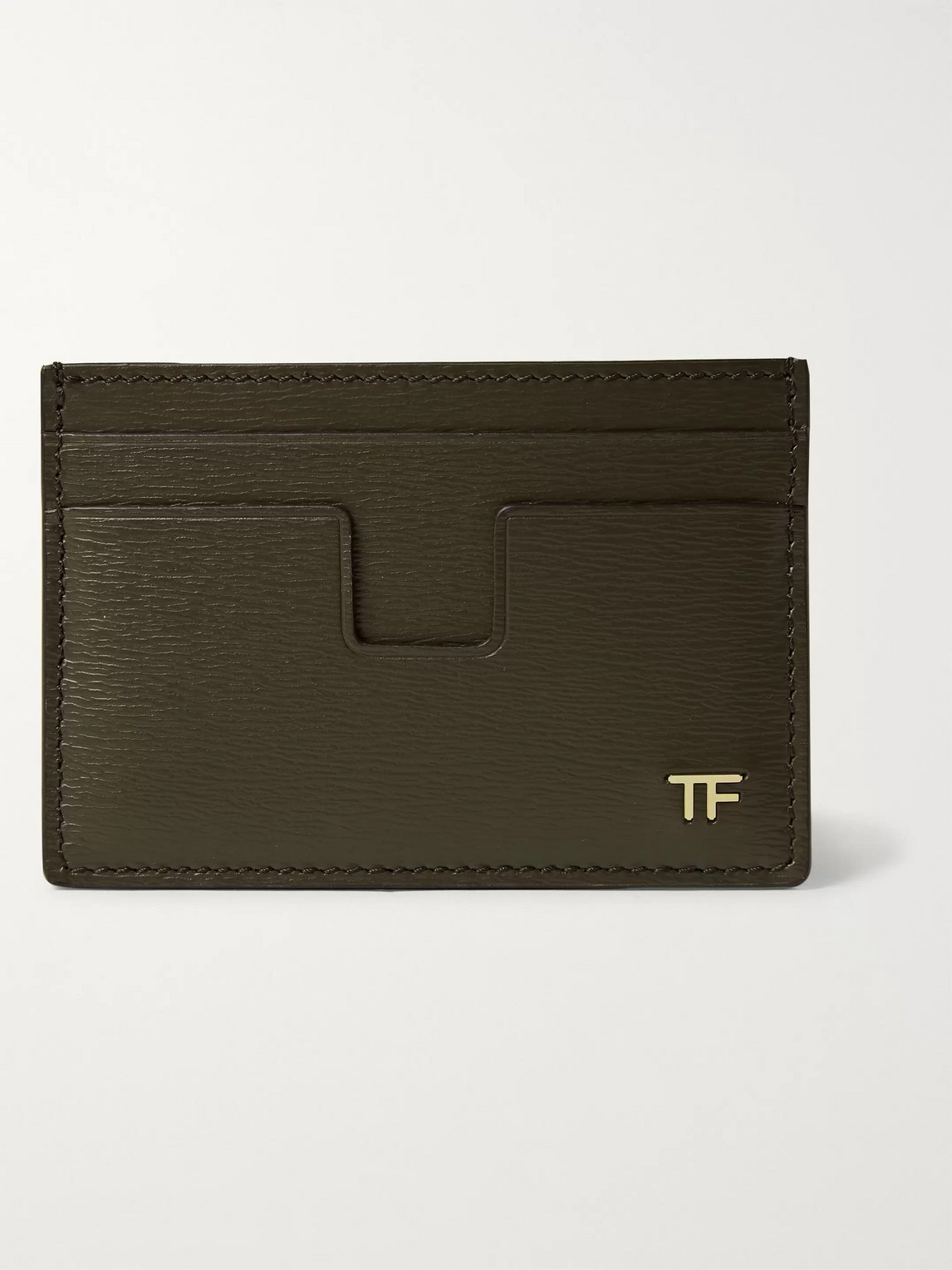 Tom Ford Textured-leather Cardholder In Green