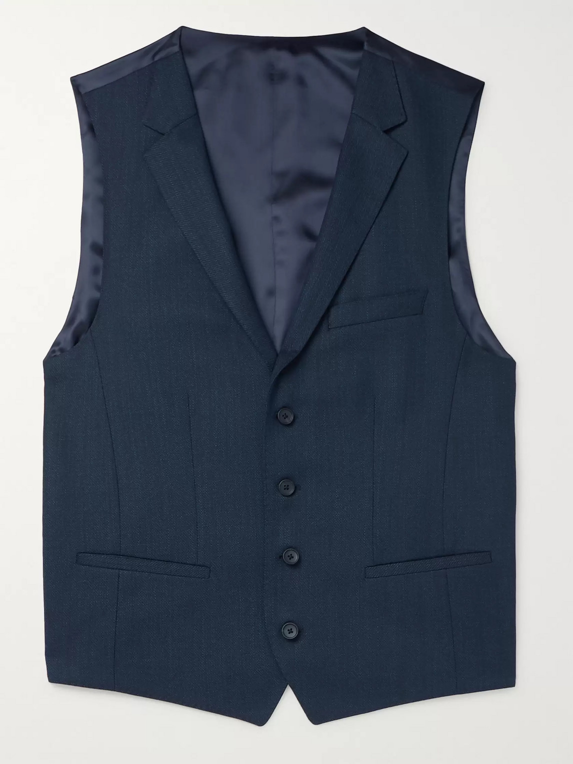 Hugo Boss Navy Ben Slim-fit Virgin Wool Waistcoat In Blue