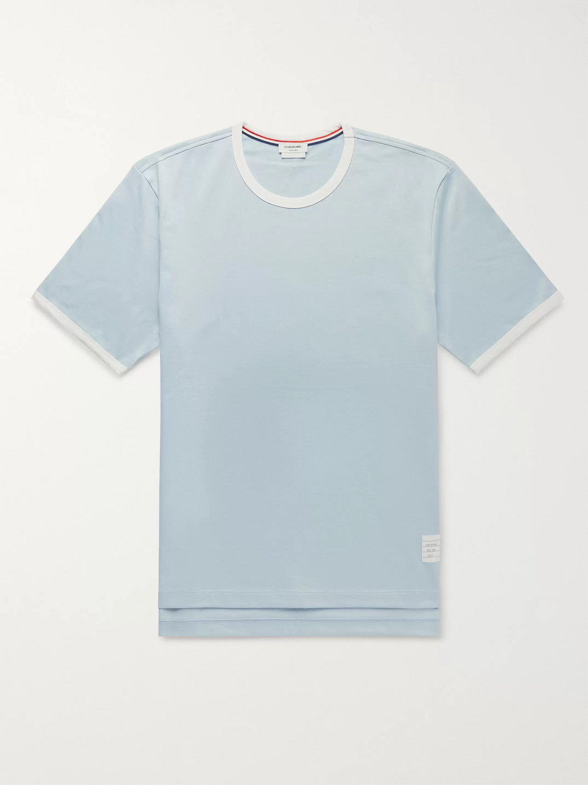 Thom Browne Contrast-tipped Cotton-jersey T-shirt In Blue