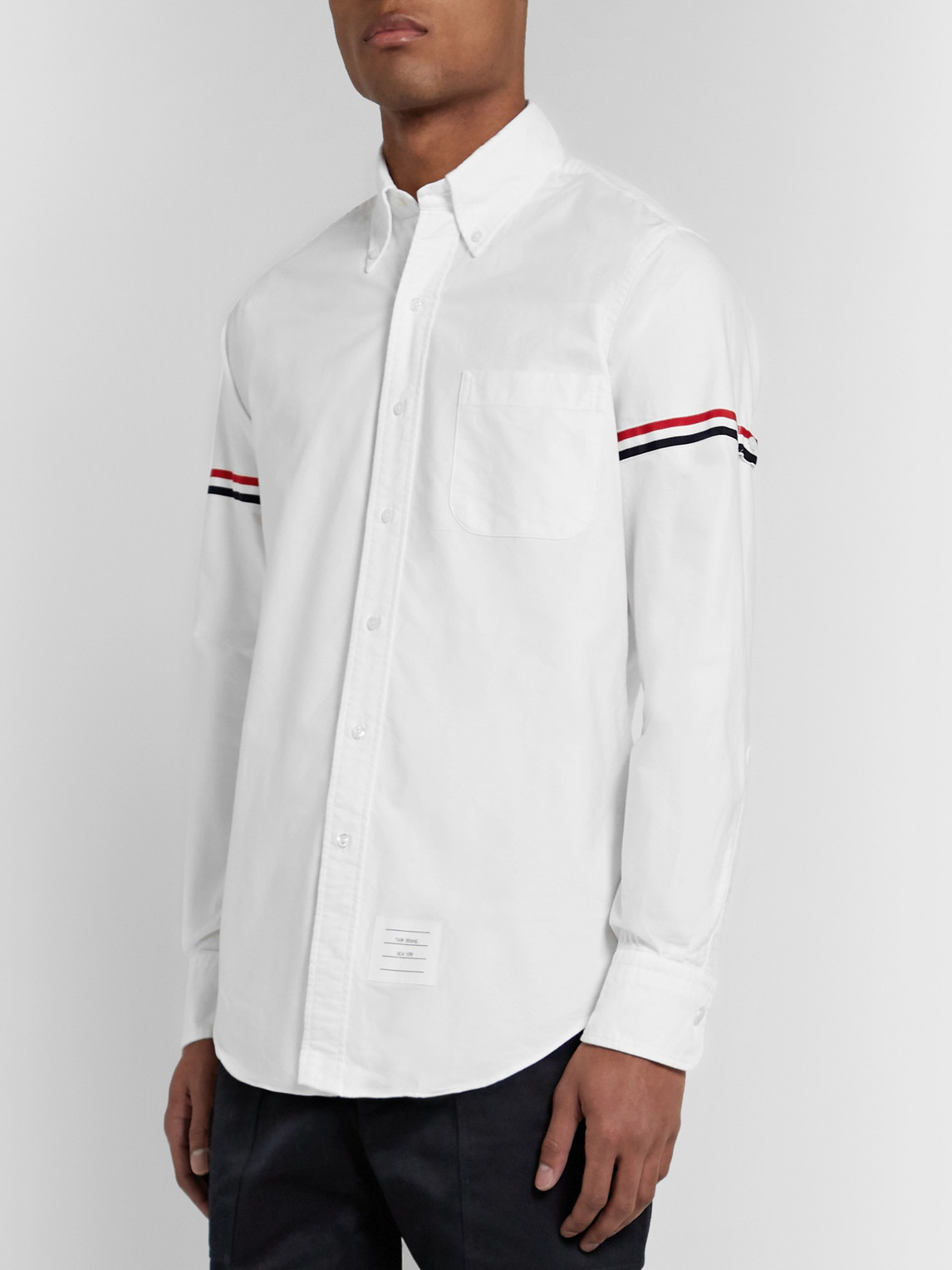 Thom Browne Grey Classic Point Collar Grosgrain Armband Shirt In Off