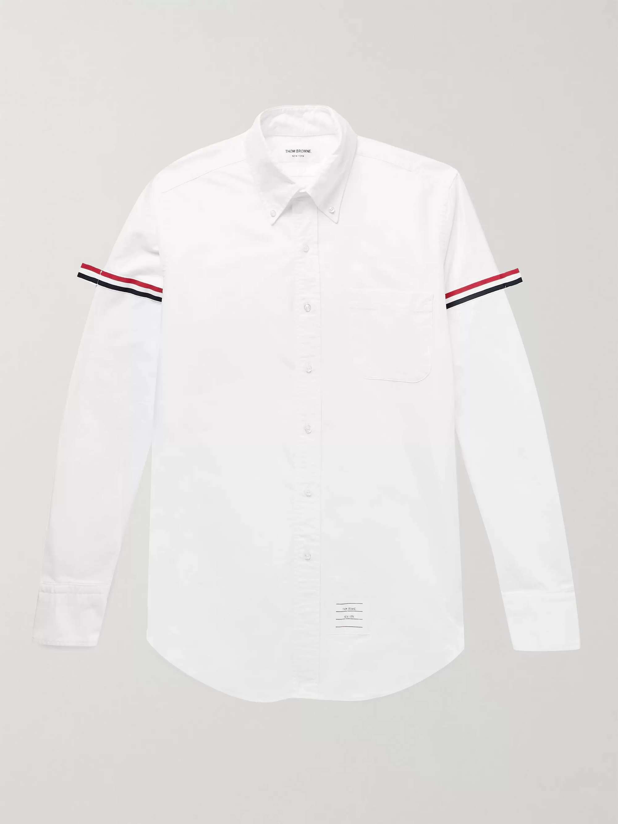 THOM BROWNE Slim-Fit Button-Down Collar Grosgrain-Trimmed Cotton Oxford Shirt