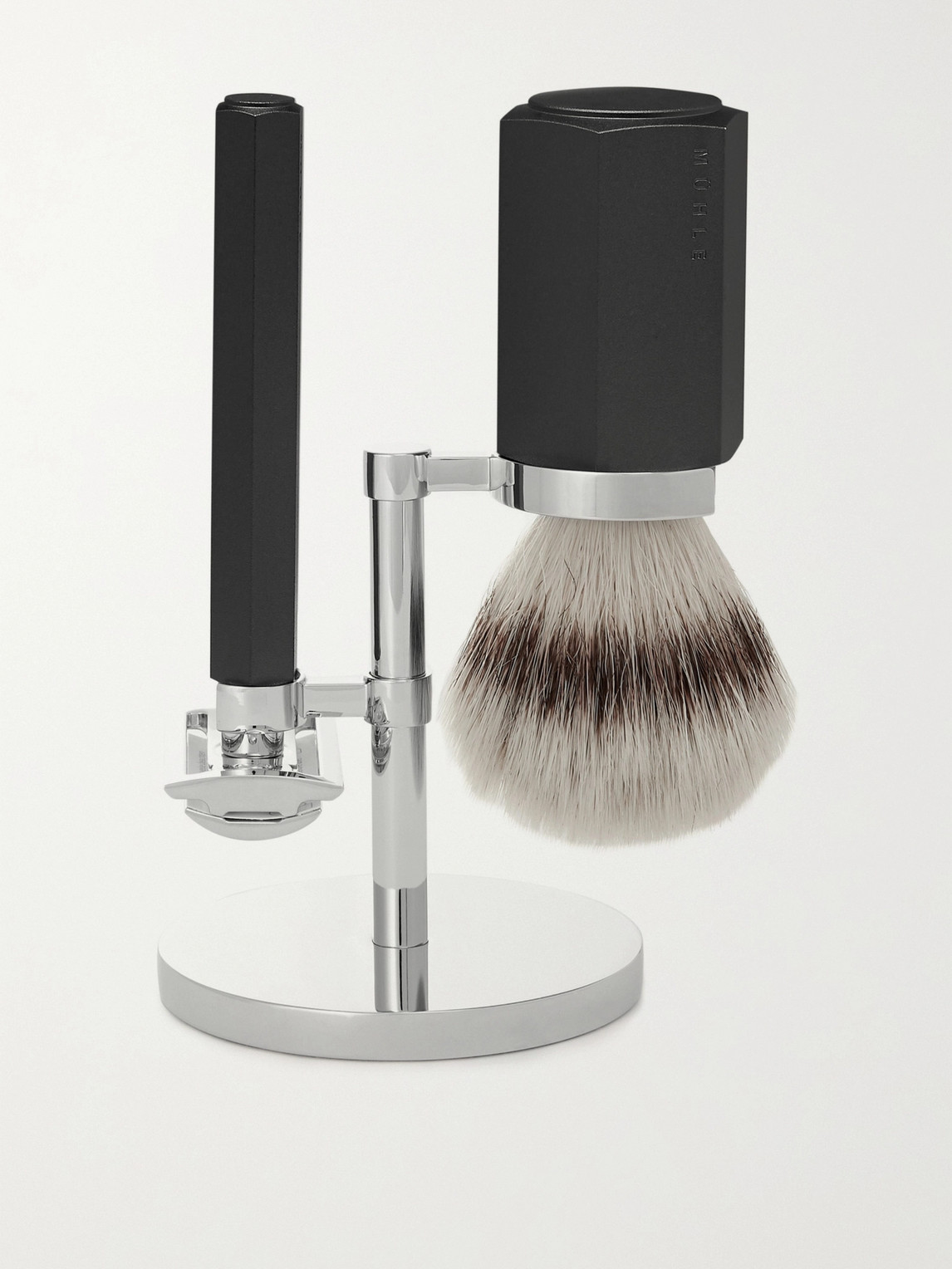 Mühle Hexagon Chrome-plated And Graphite Three-piece Safety Shaving Set In Colorless