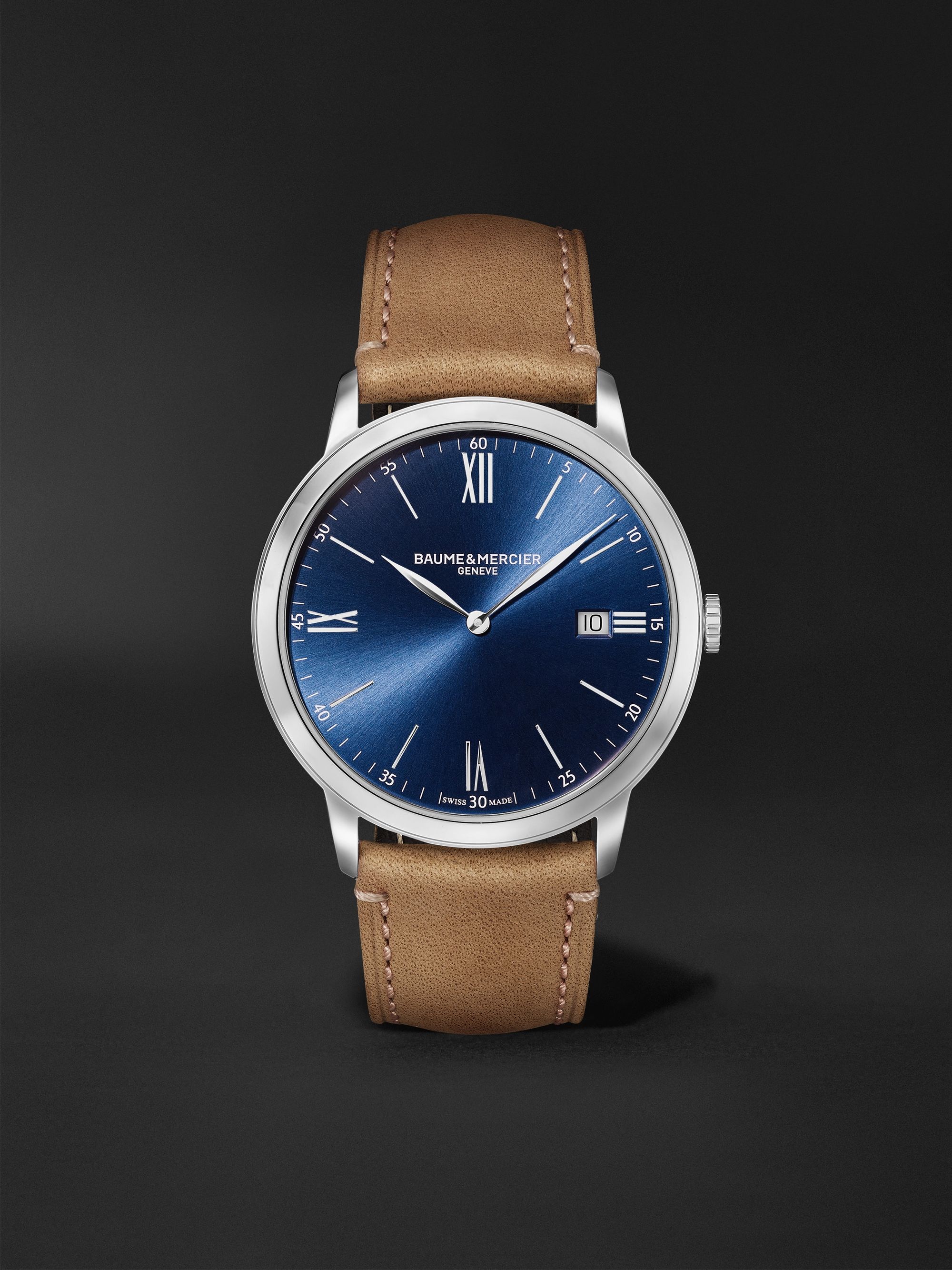 mrporter.com | Classima 40mm Stainless Steel and Leather Watch, Ref. No. 10385