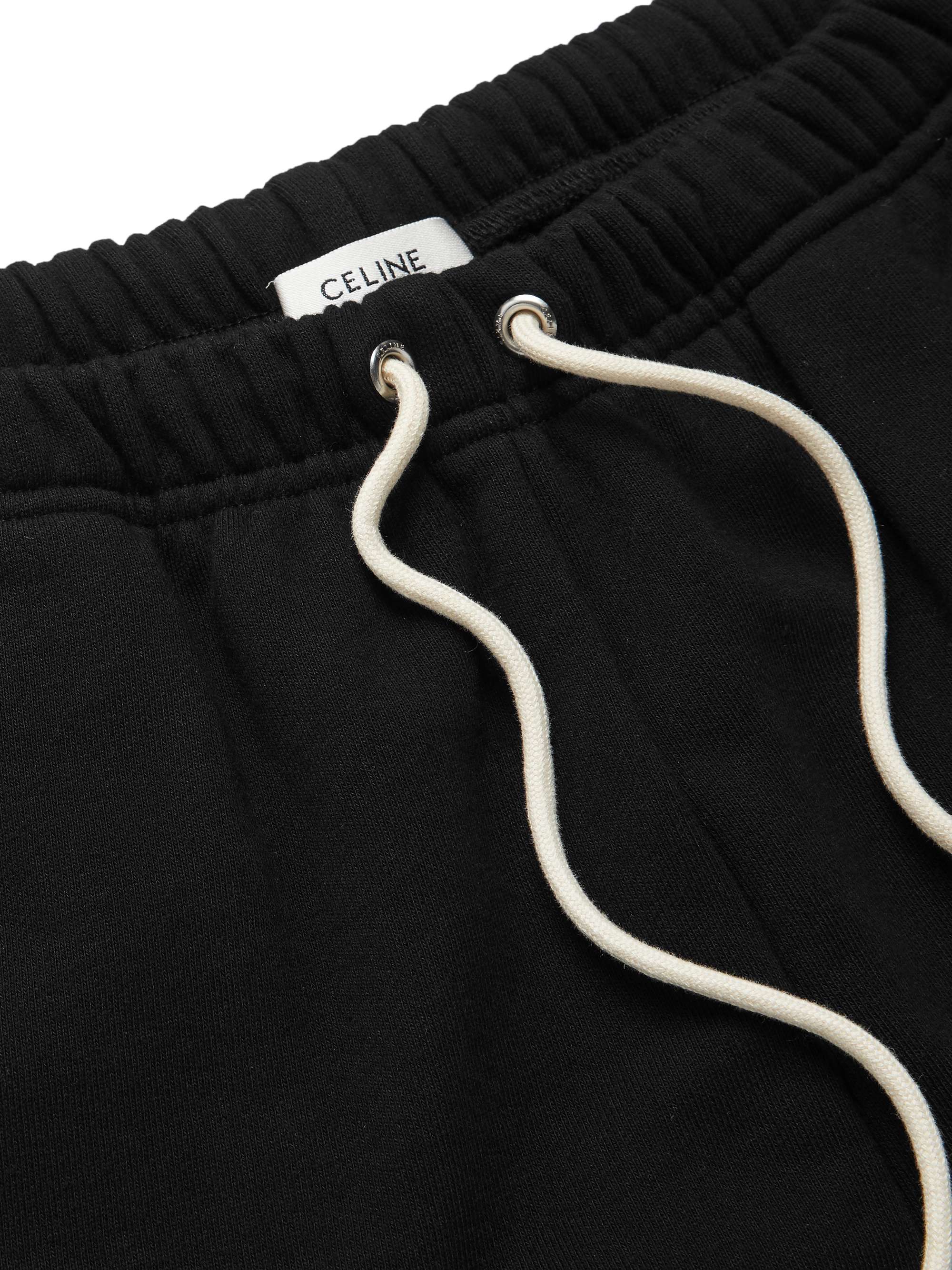 CELINE HOMME Straight-Leg Logo-Embroidered Cotton-Jersey Drawstring Shorts