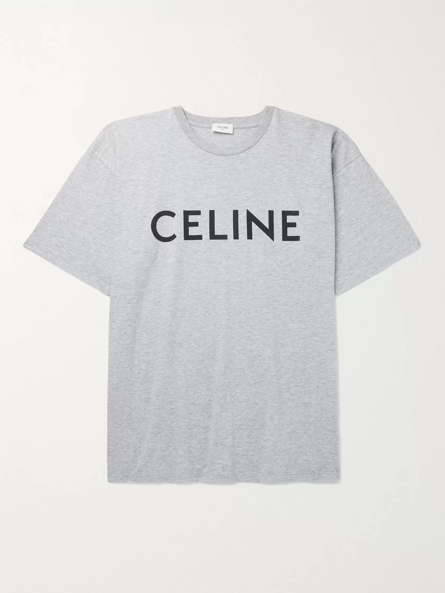 Gray Logo-Print Mélange Cotton-Jersey T-Shirt | CELINE HOMME | MR PORTER
