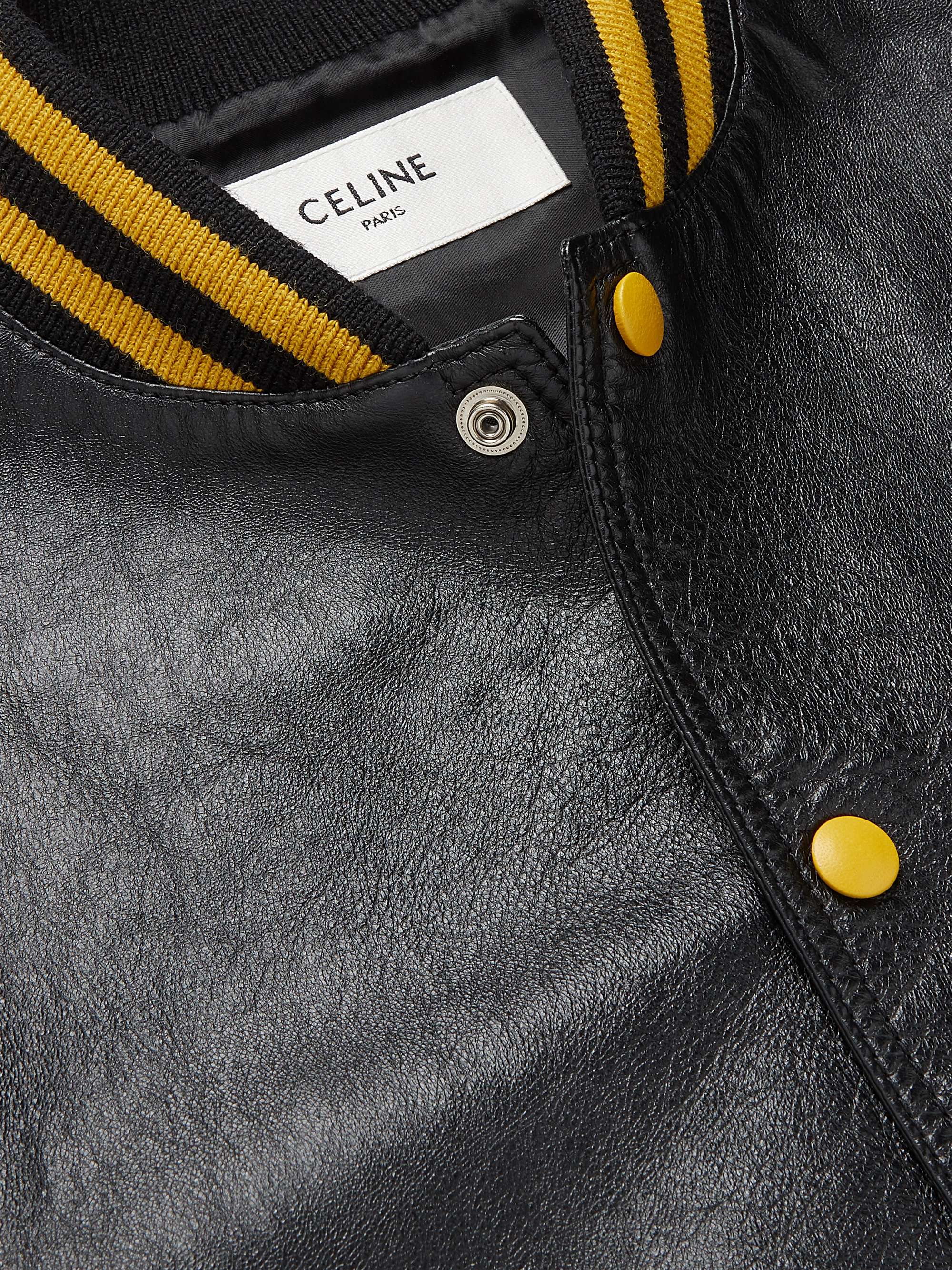 CELINE HOMME Sequin-Embellished Leather Blouson Jacket