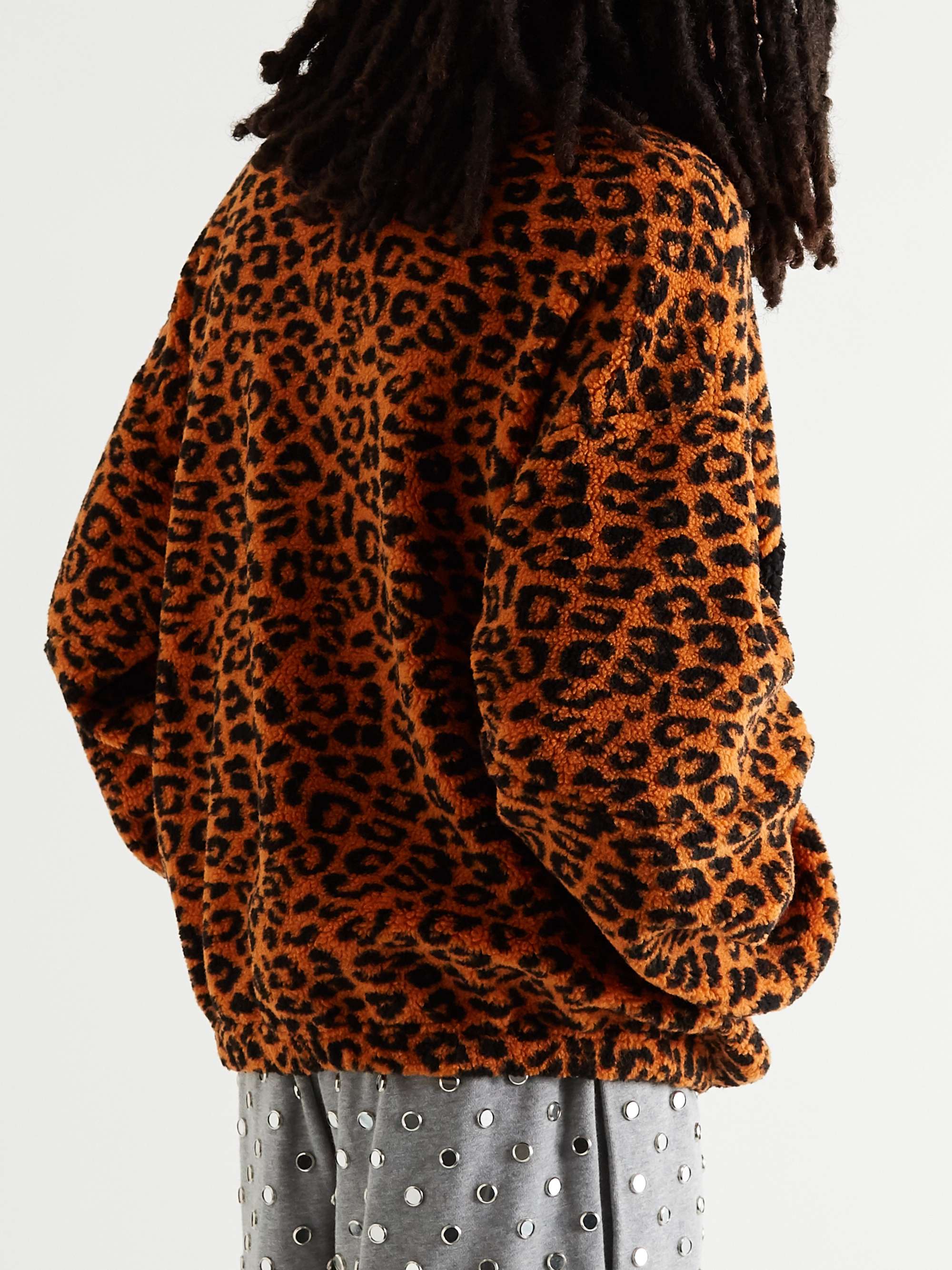 CELINE HOMME Leopard-Print Fleece Track Jacket