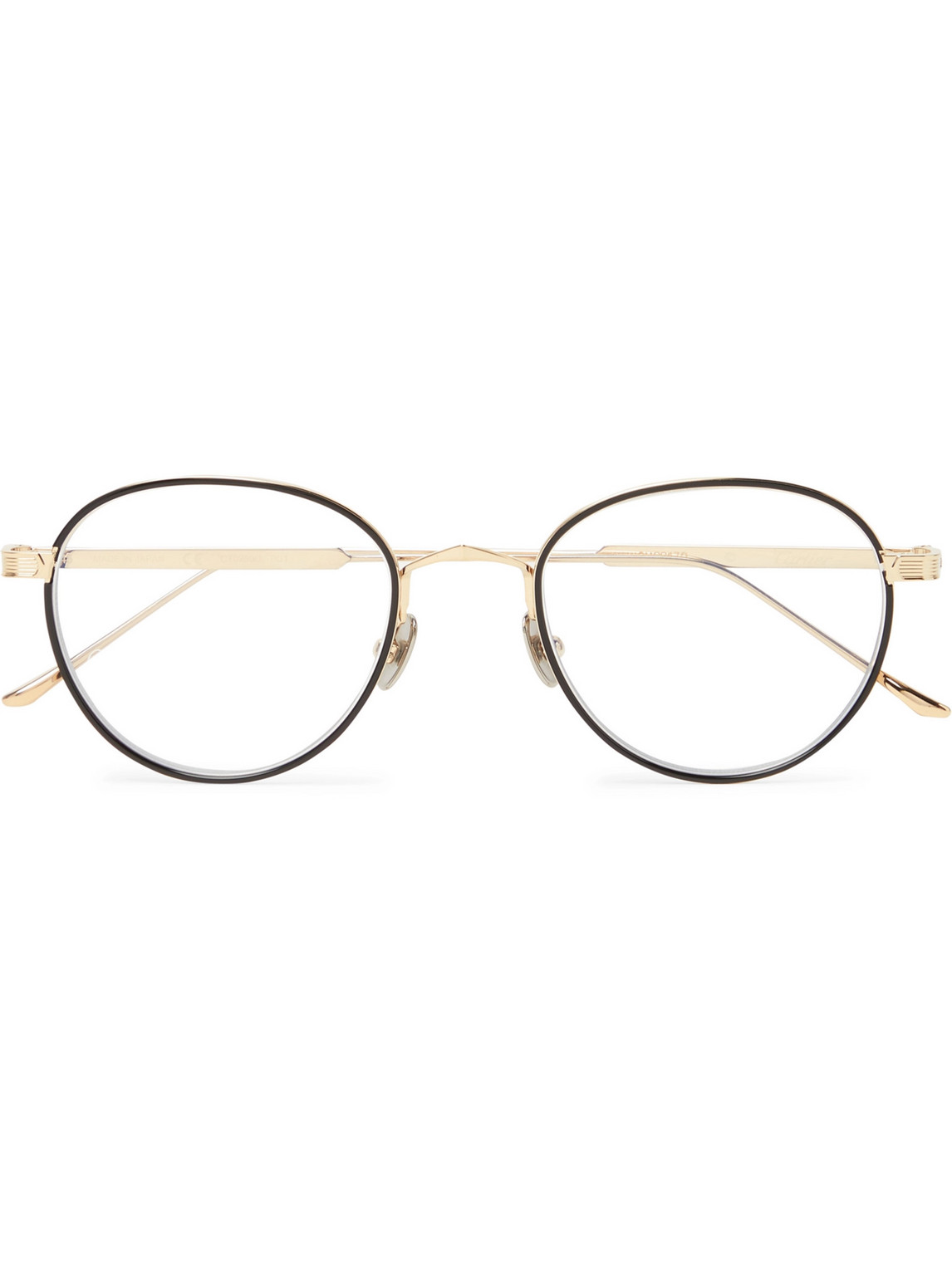 CARTIER ROUND-FRAME GOLD-TONE AND ACETATE OPTICAL GLASSES