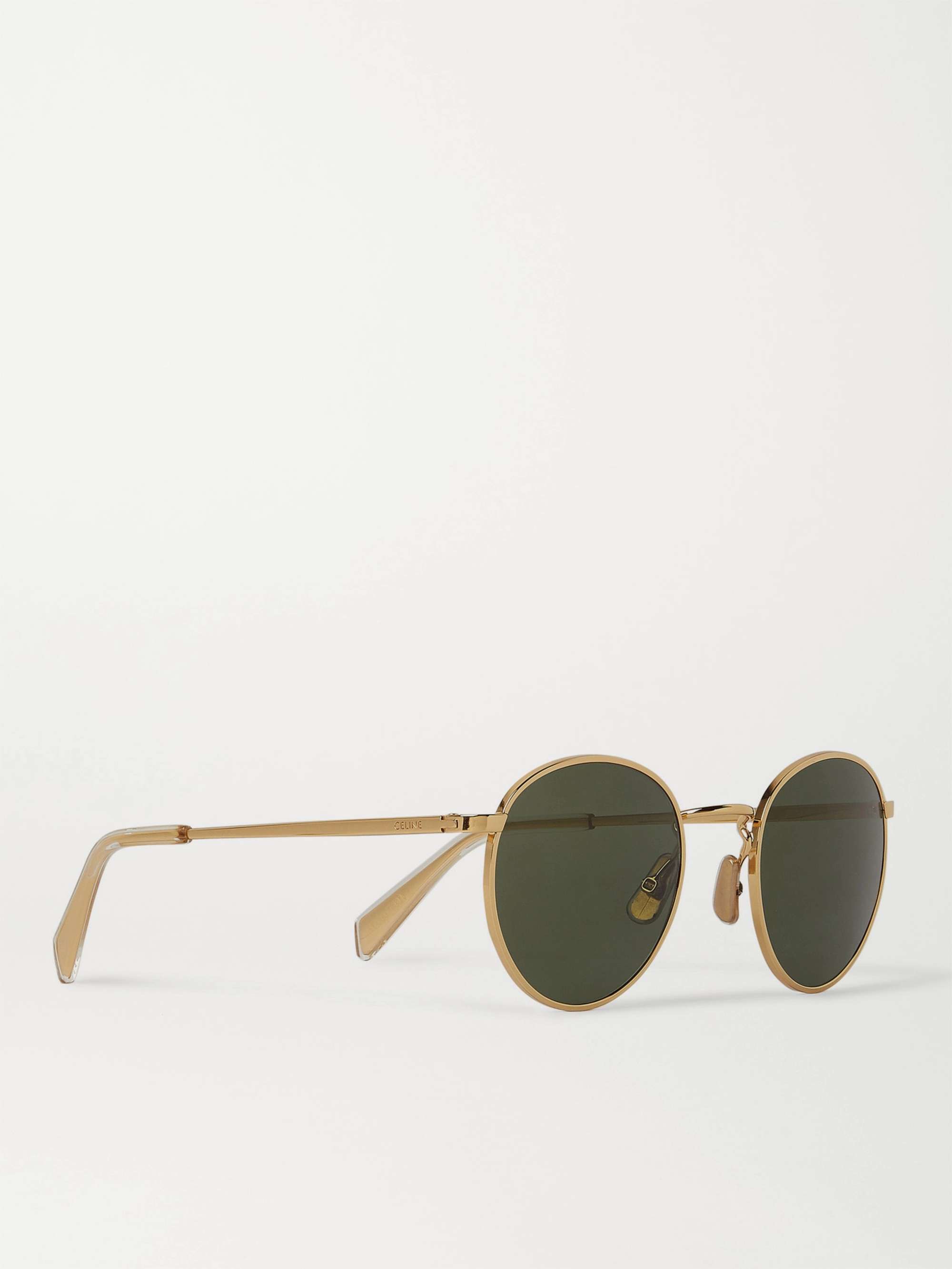 CELINE HOMME Round-Frame Gold-Tone Sunglasses