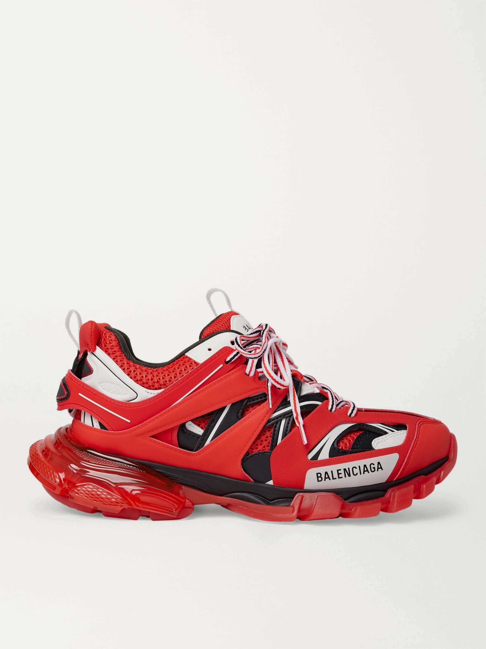 BALENCIAGA Track Nylon Mesh and Rubber Sneakers,Red