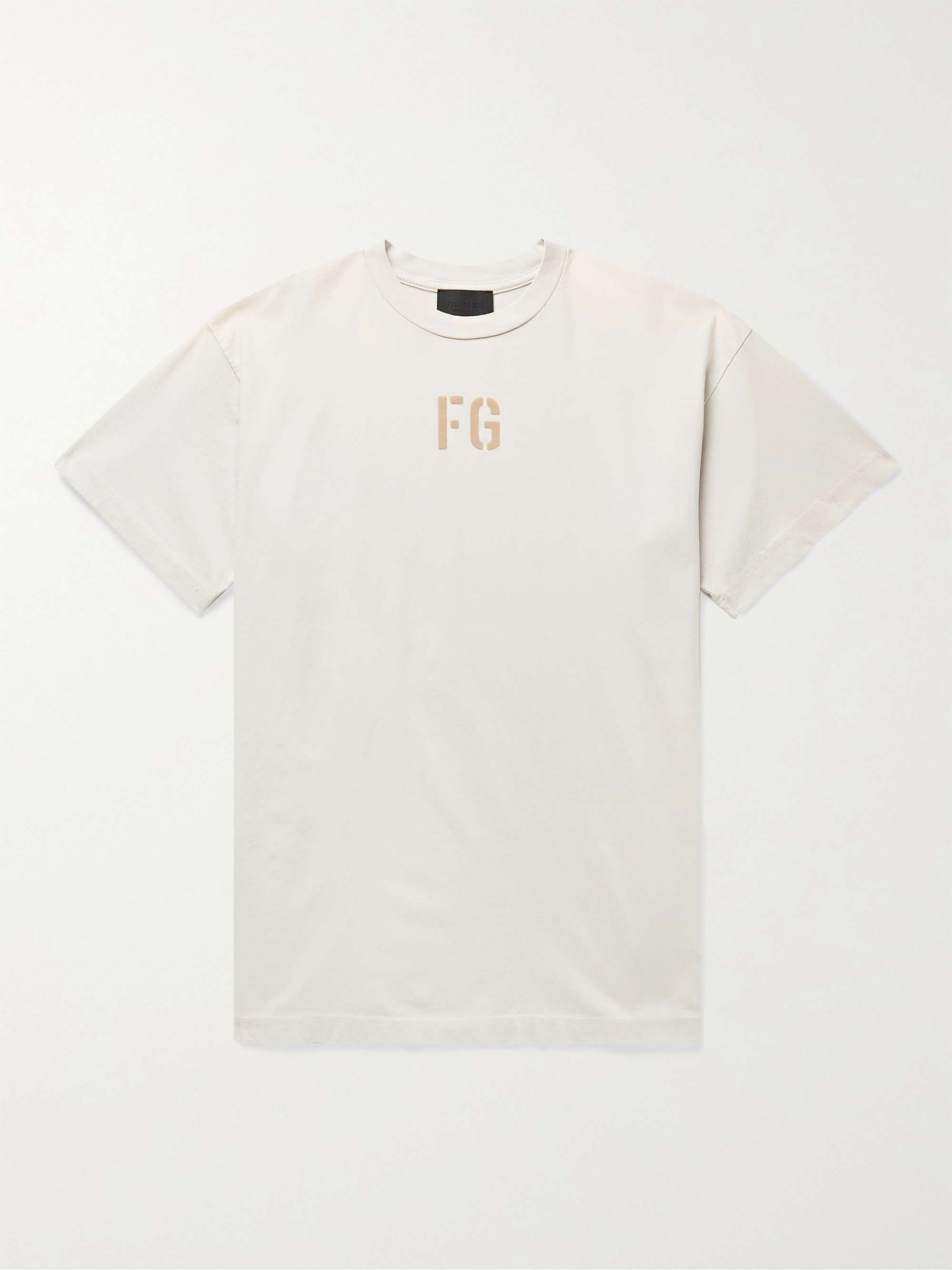 Gray Logo-Flocked Cotton-Blend Jersey Half-Zip Sweatshirt | FEAR 