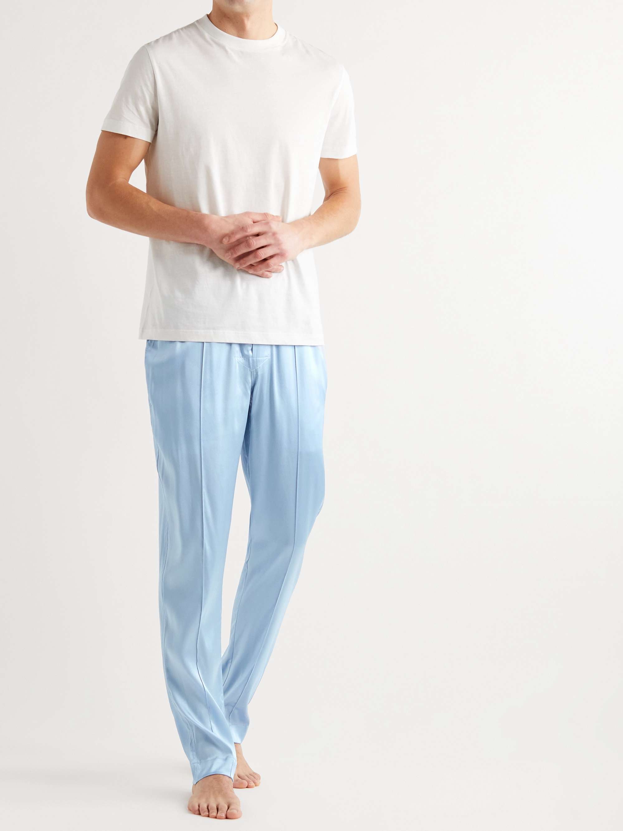 TOM FORD Velvet-Trimmed Stretch-Silk Satin Pyjama Trousers
