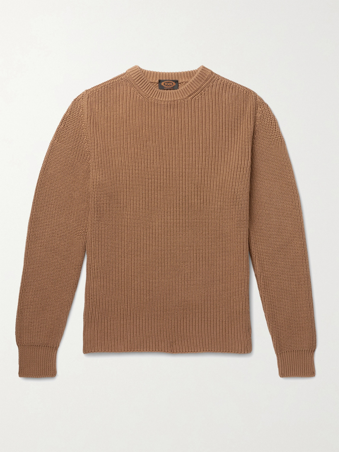 Tod's Ribbed Cotton Sweater In Brown