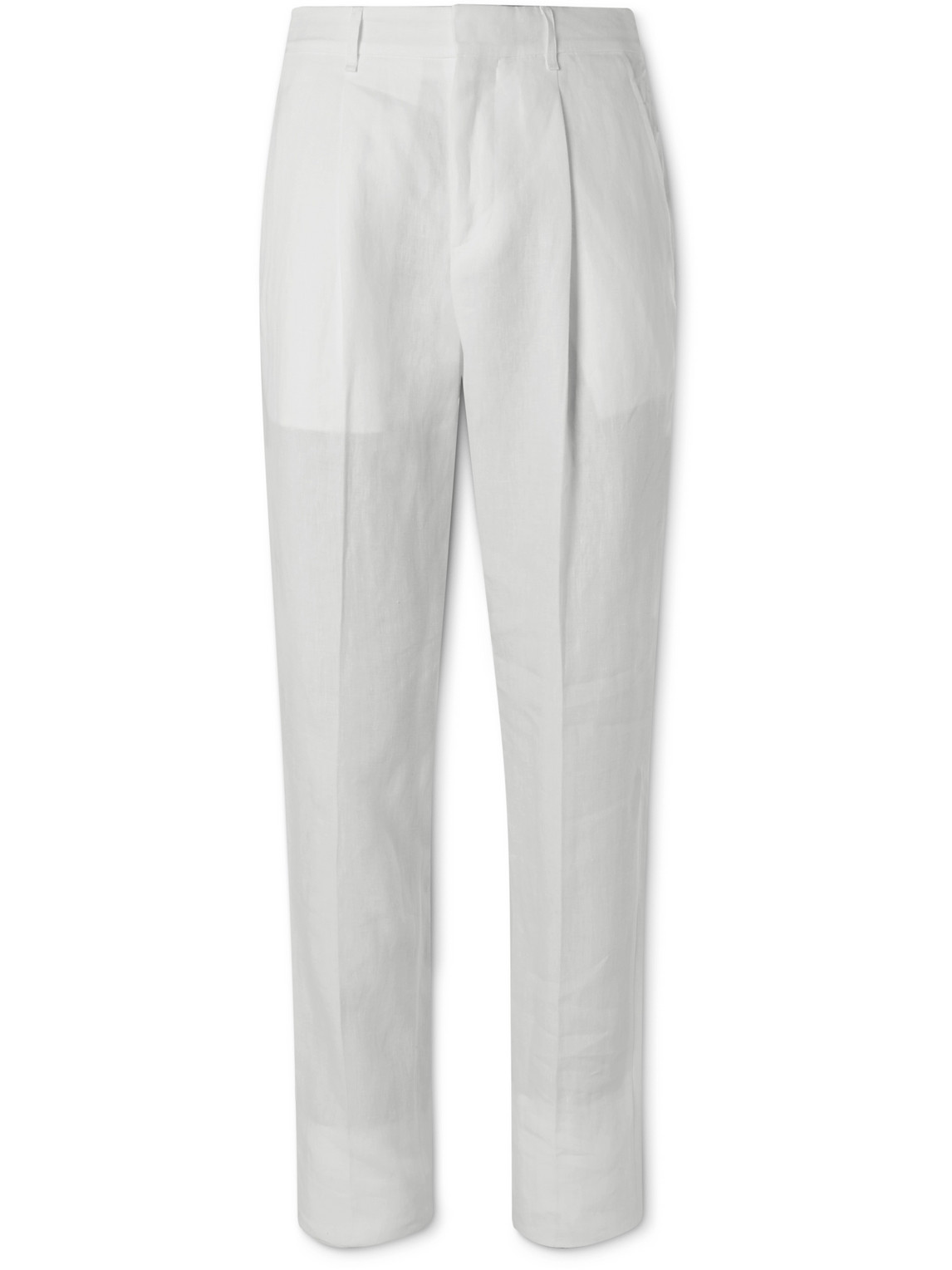 Tod's Pleated Linen Trousers In White