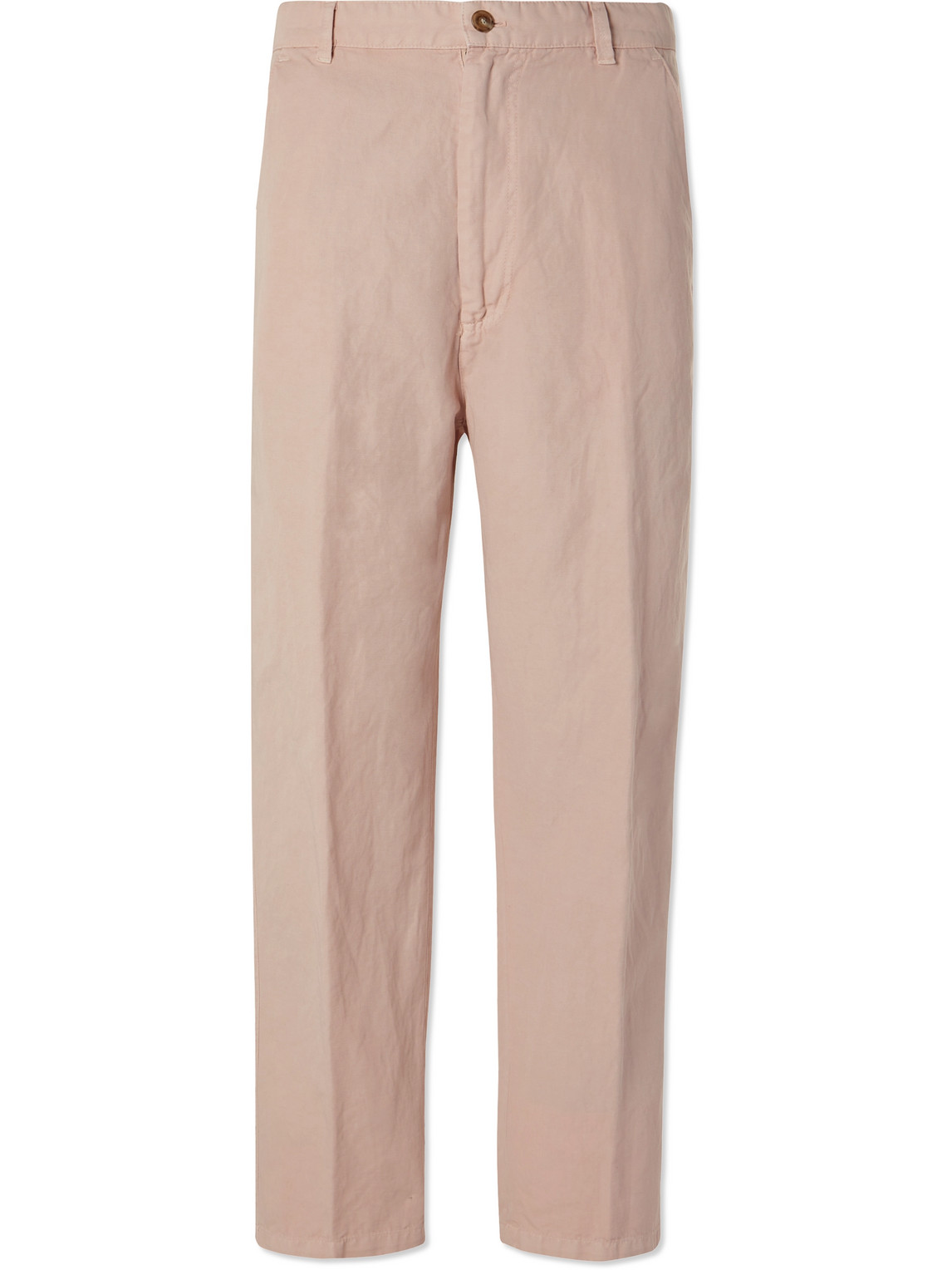 Tod's Garment-dyed Cotton And Linen-blend Trousers In Pink
