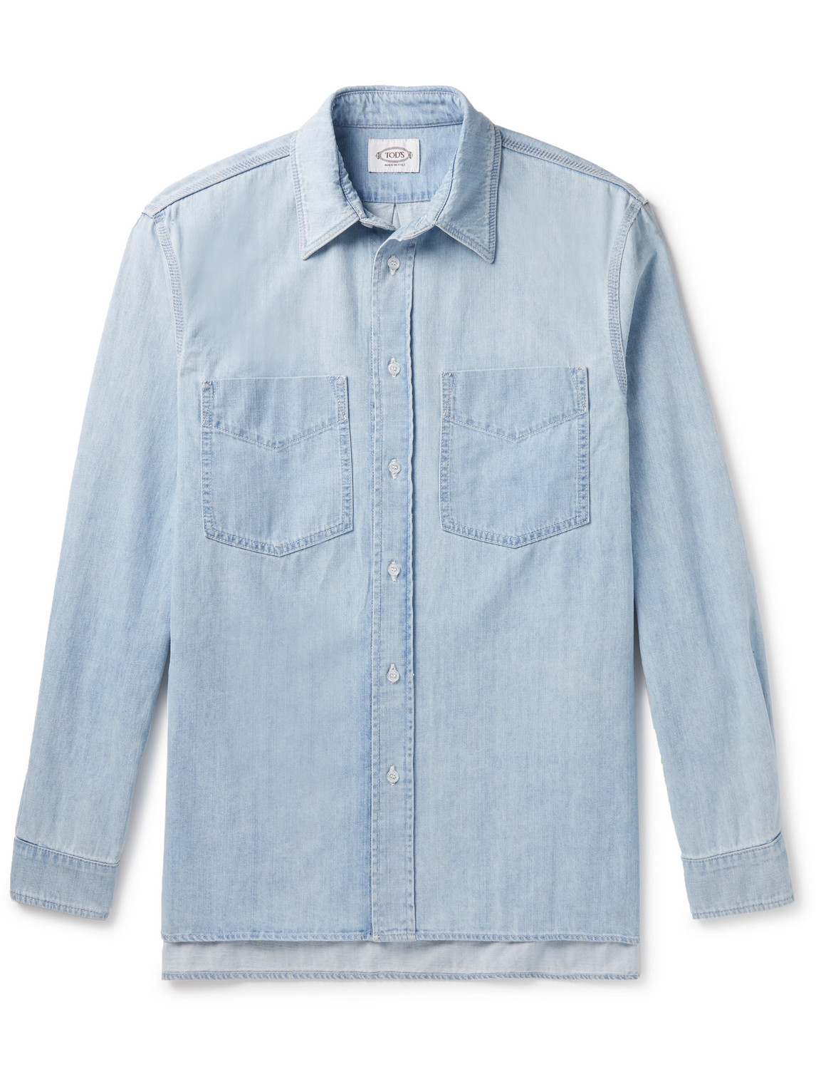 Tod's Cotton-chambray Shirt In Light Blue