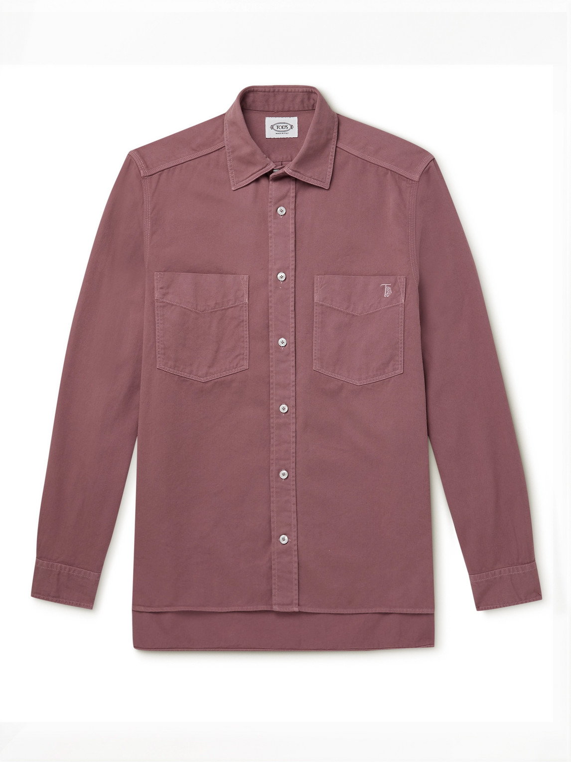 Tod's Garment-dyed Cotton Shirt In Pink