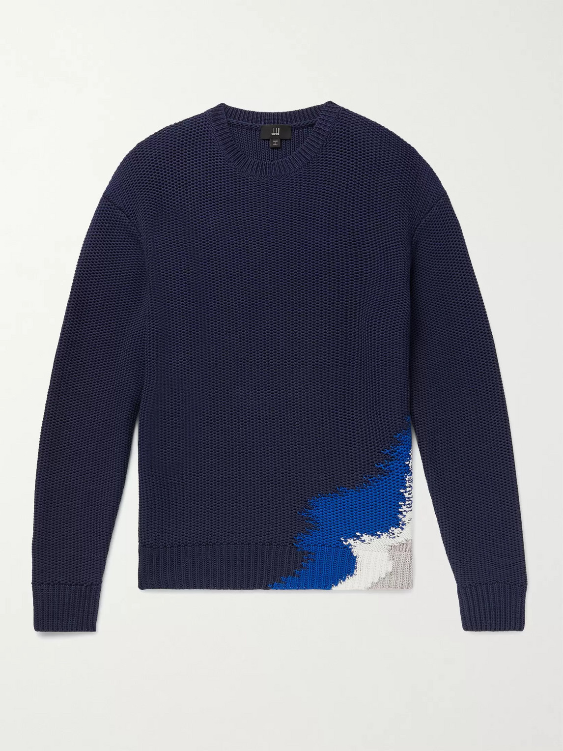 Dunhill Intarsia Cotton Sweater In Blue