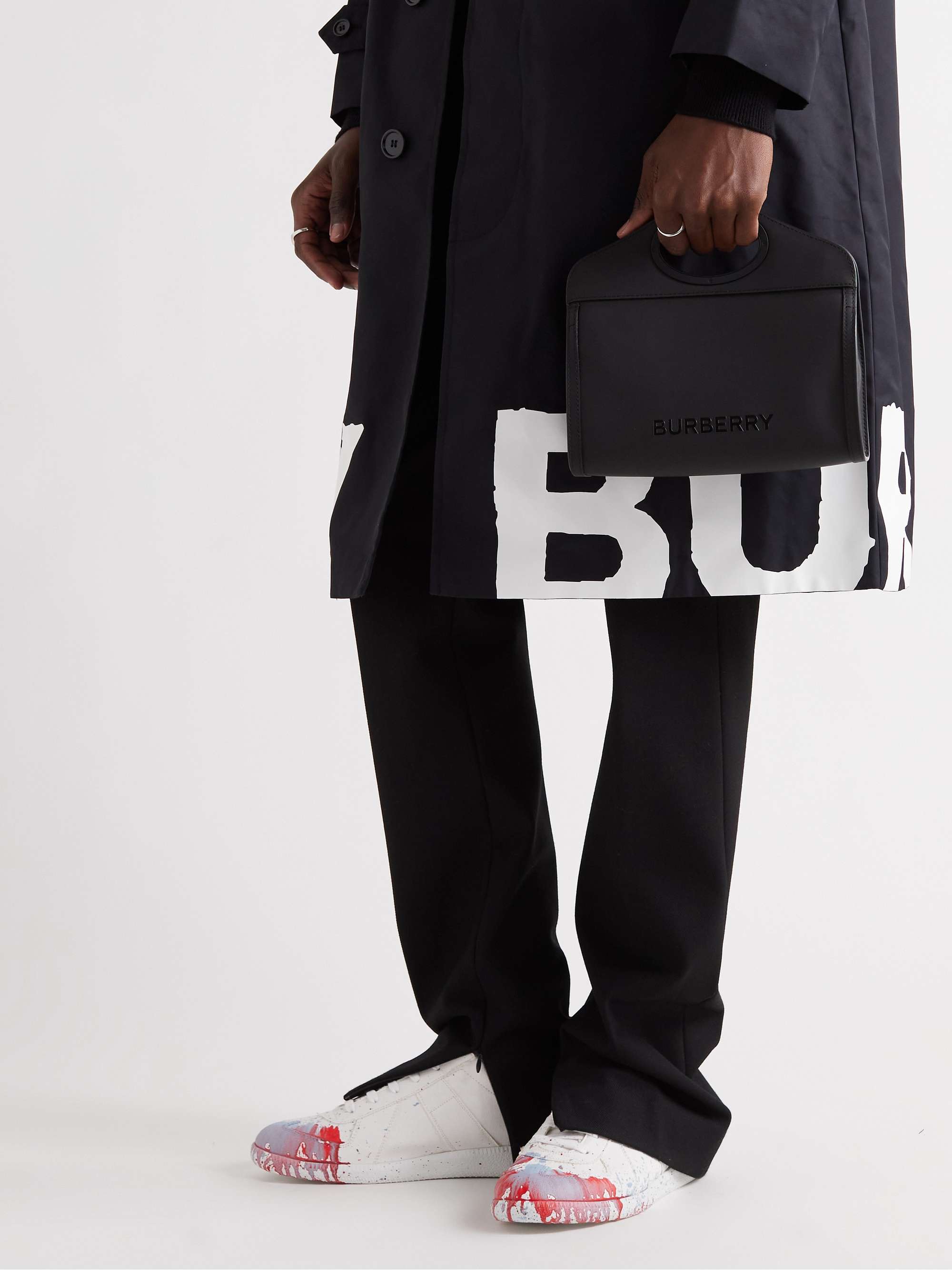BURBERRY Leather-Trimmed Rubber Messenger Bag