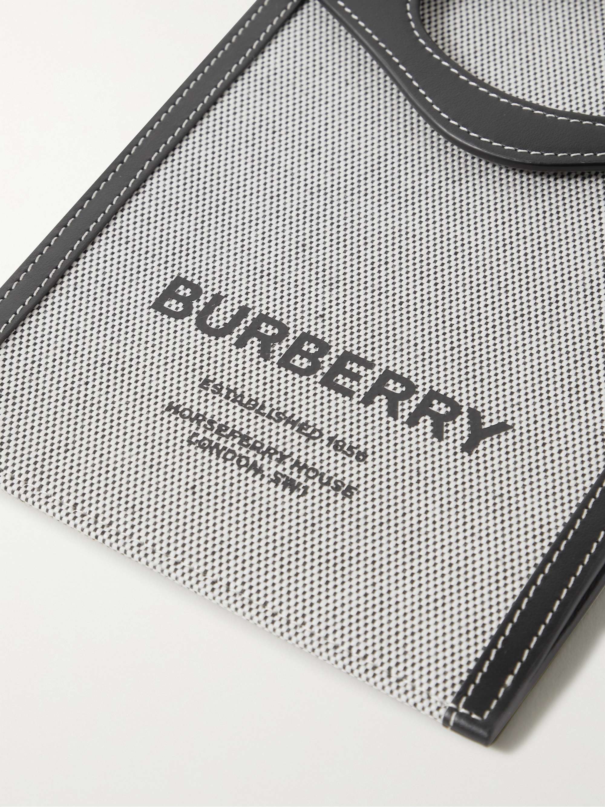 BURBERRY Leather-Trimmed Logo-Print Canvas Pouch with Lanyard