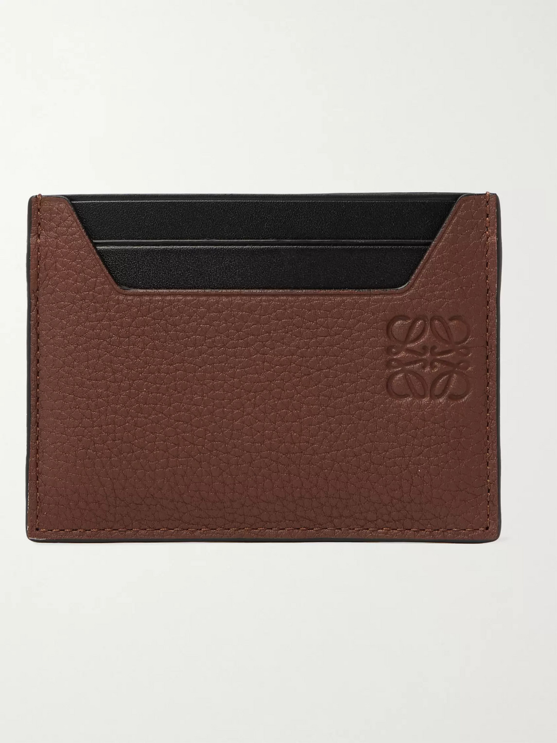 Loewe Logo-debossed Leather Cardholder In Brown