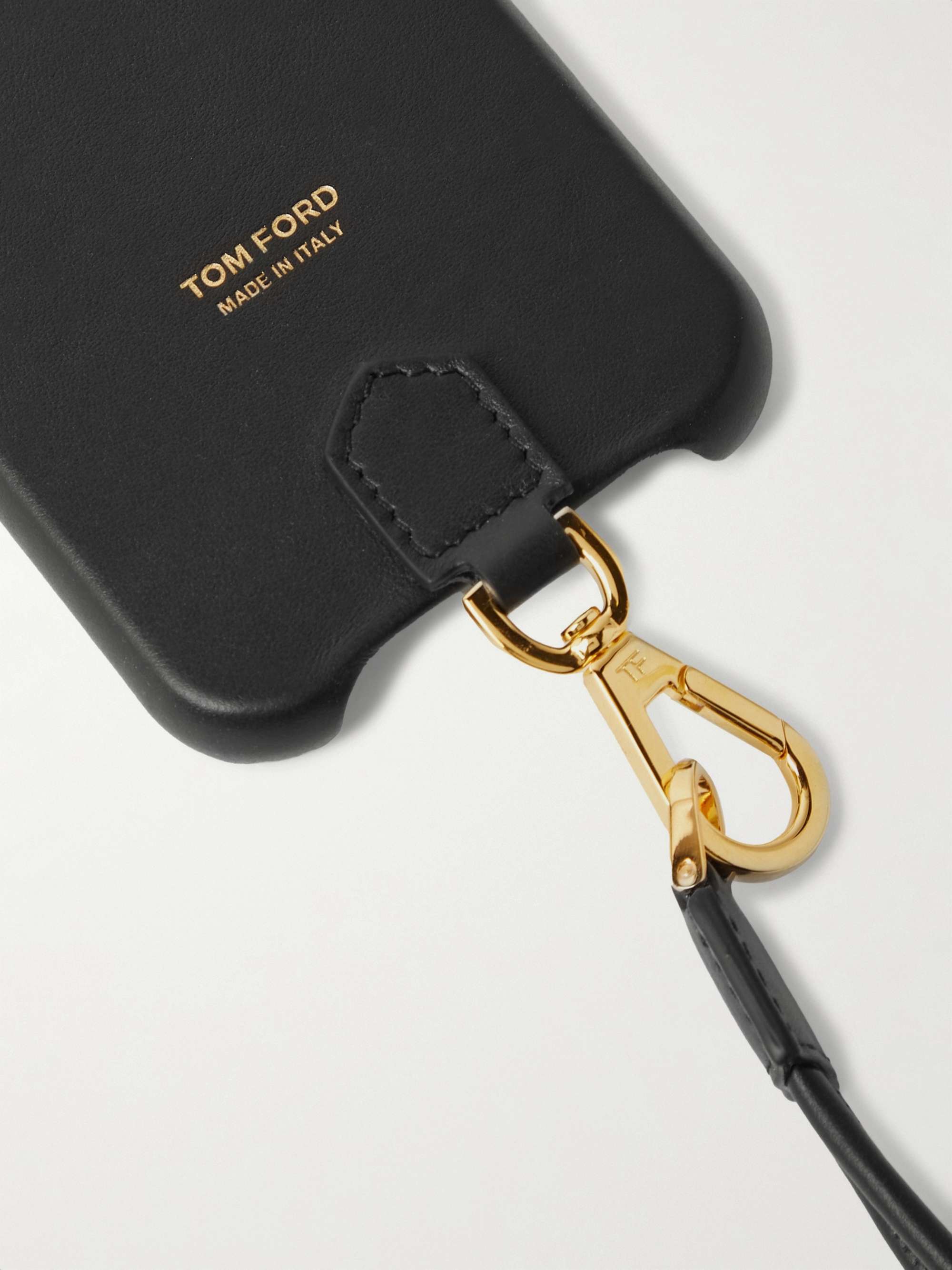 TOM FORD Logo-Print Leather iPhone 11 Pro Case with Lanyard