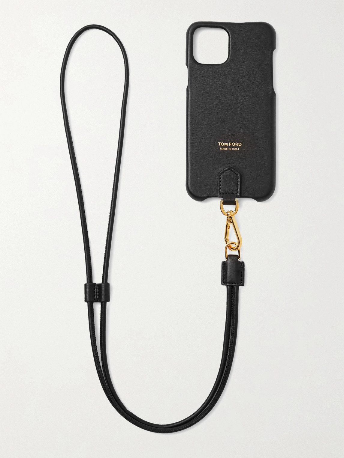 Tom Ford Logo-print Leather Iphone 11 Pro Case With Lanyard In Black