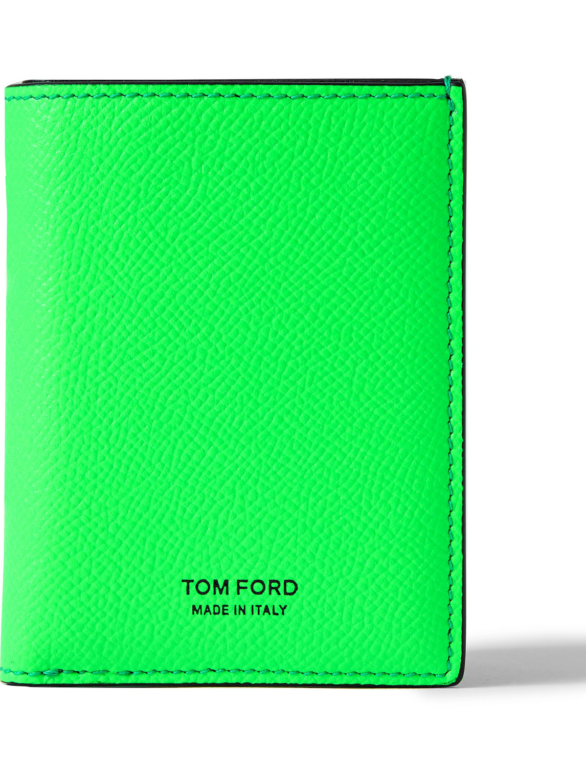 Tom Ford Neon Full-grain Leather Bifold Cardholder In Green