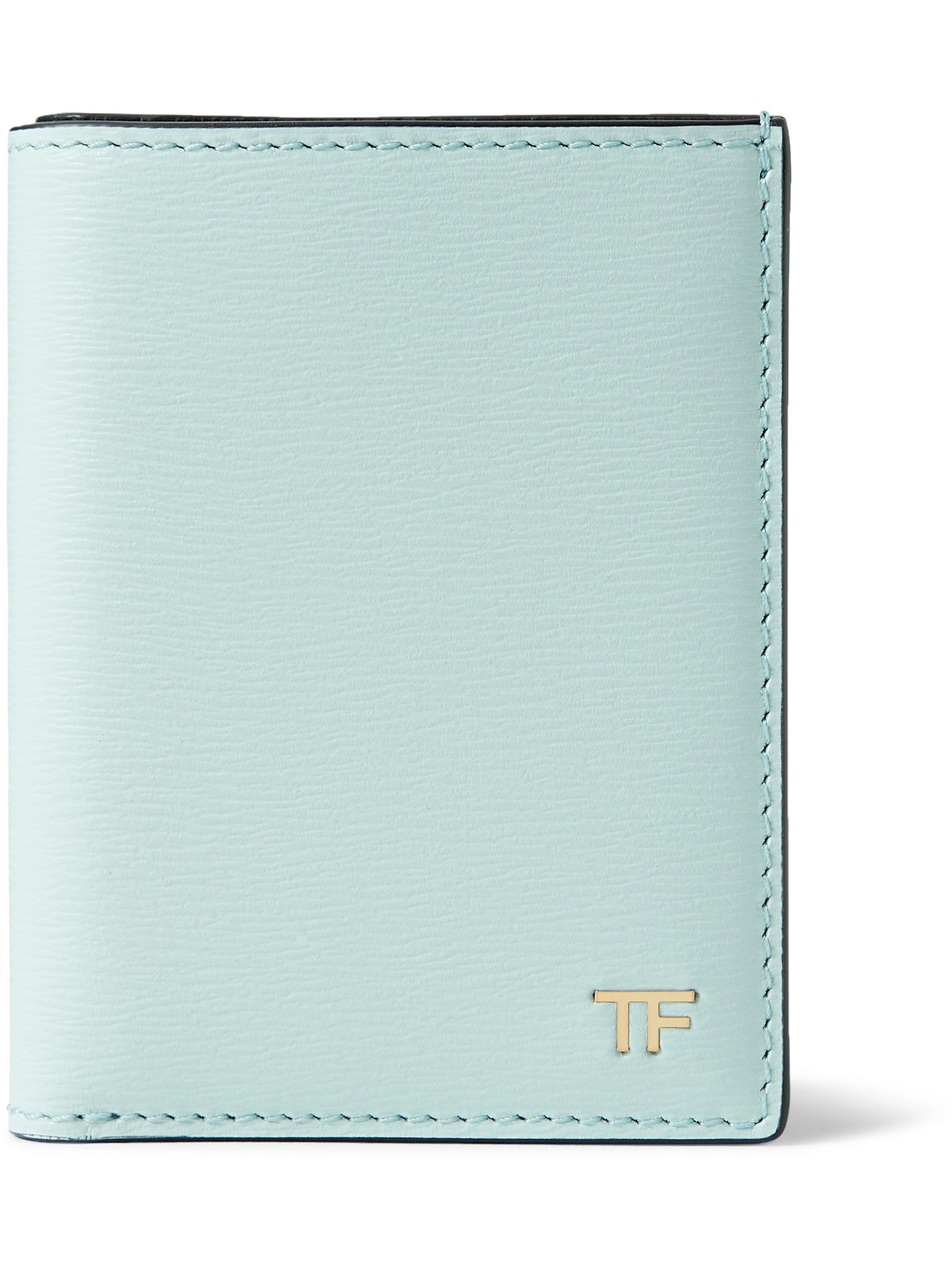 Tom Ford Logo-appliquéd Textured-leather Bifold Cardholder In Blue