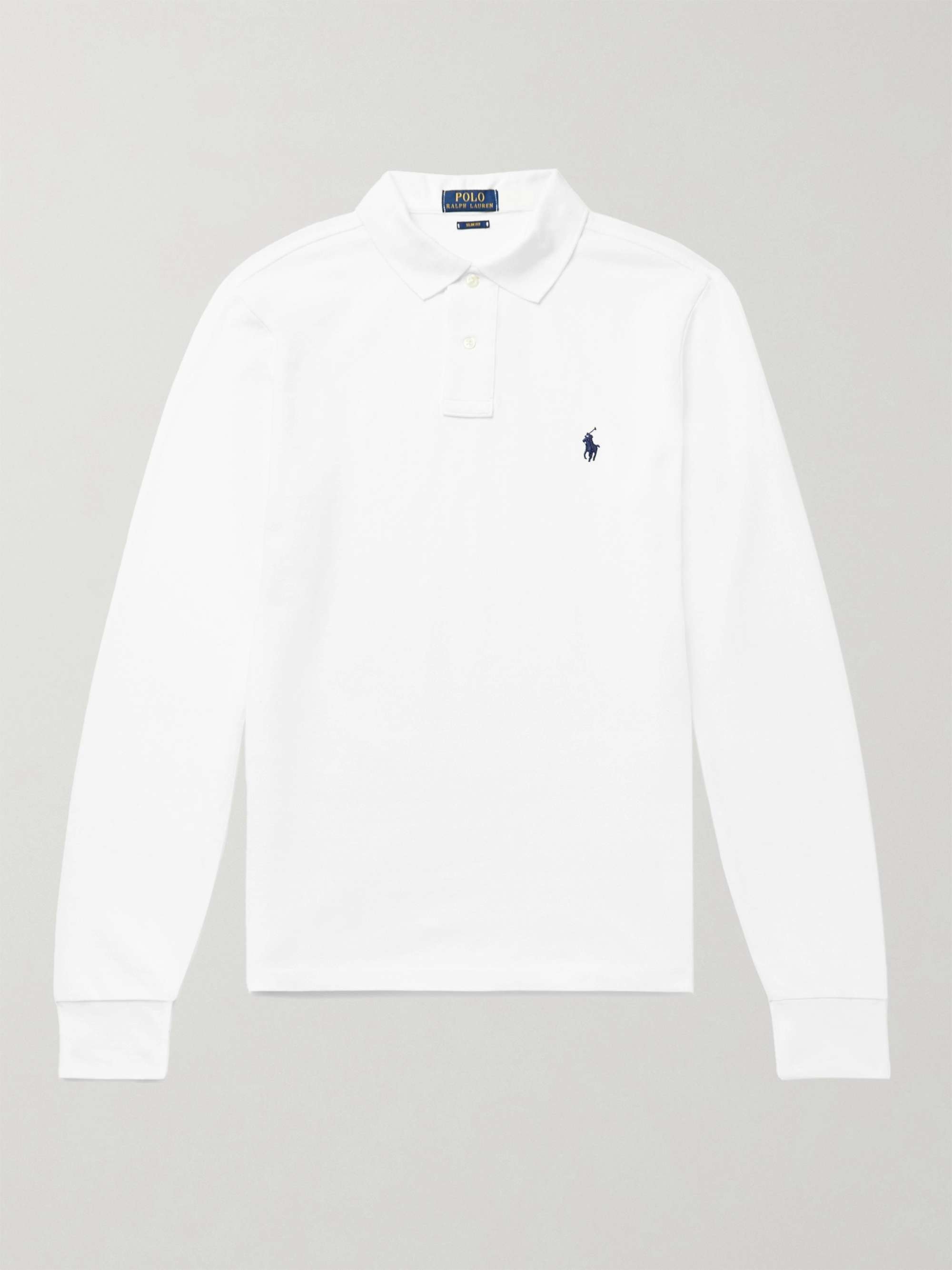 Polo RALPH LAUREN Slim-Fit Cotton-Pique Polo Shirt,White