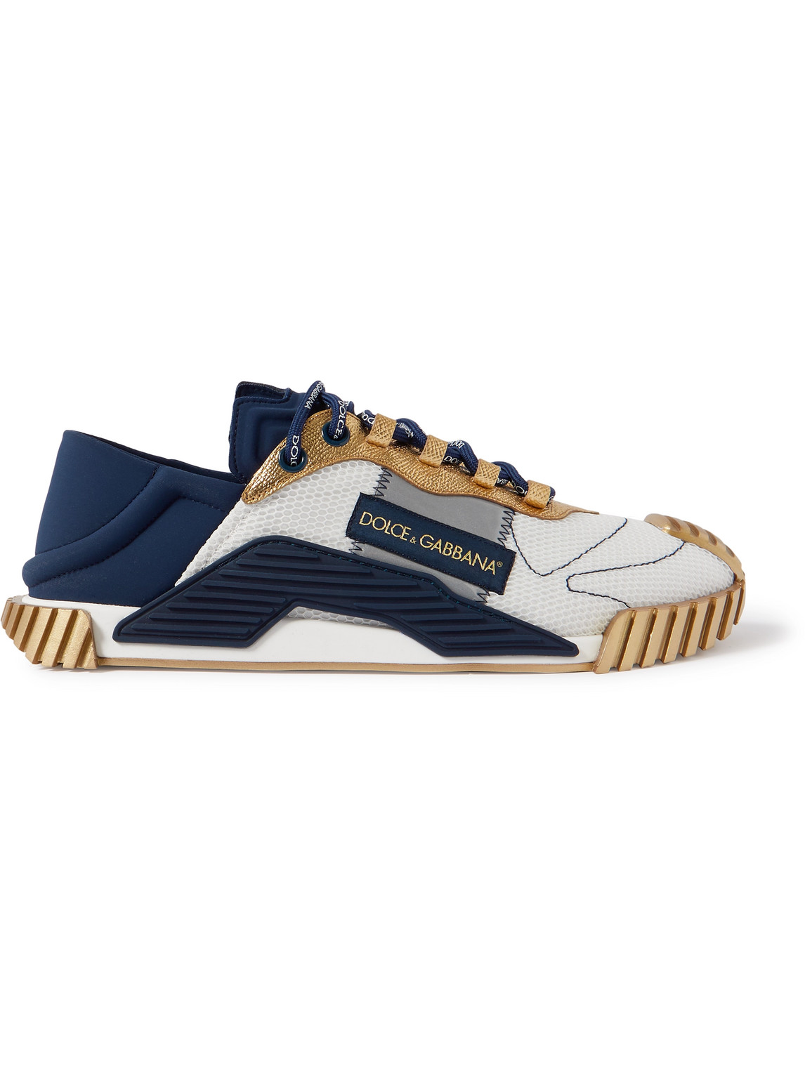 Dolce & Gabbana Mesh, Neoprene, Leather And Rubber Sneakers In Blue